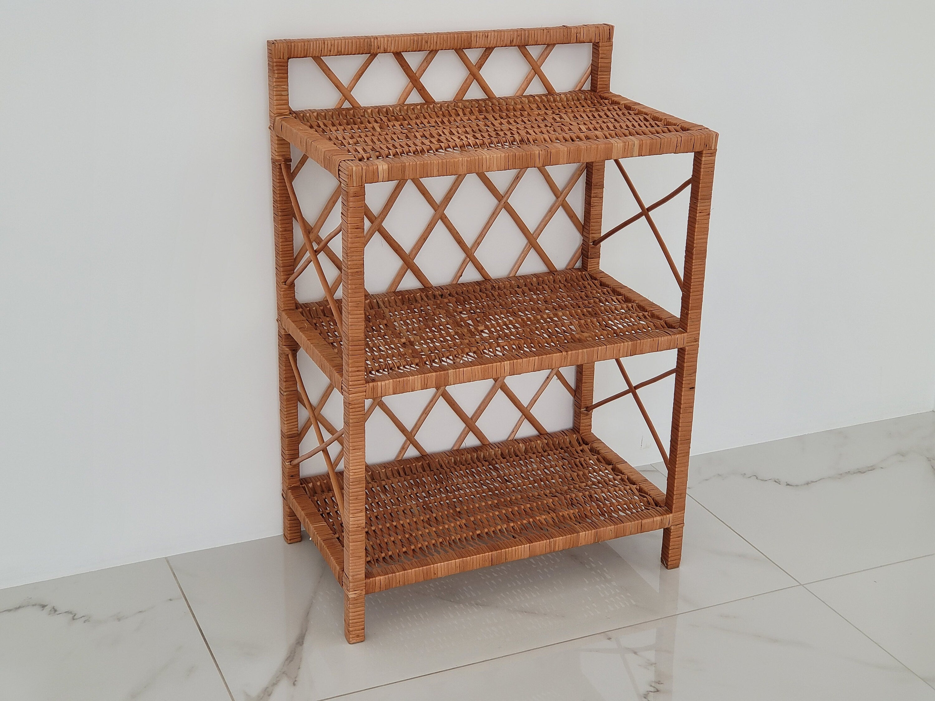 Wicker Shelf, Storage shelf, Bookshelf, Plant shelf, Rattan shelf