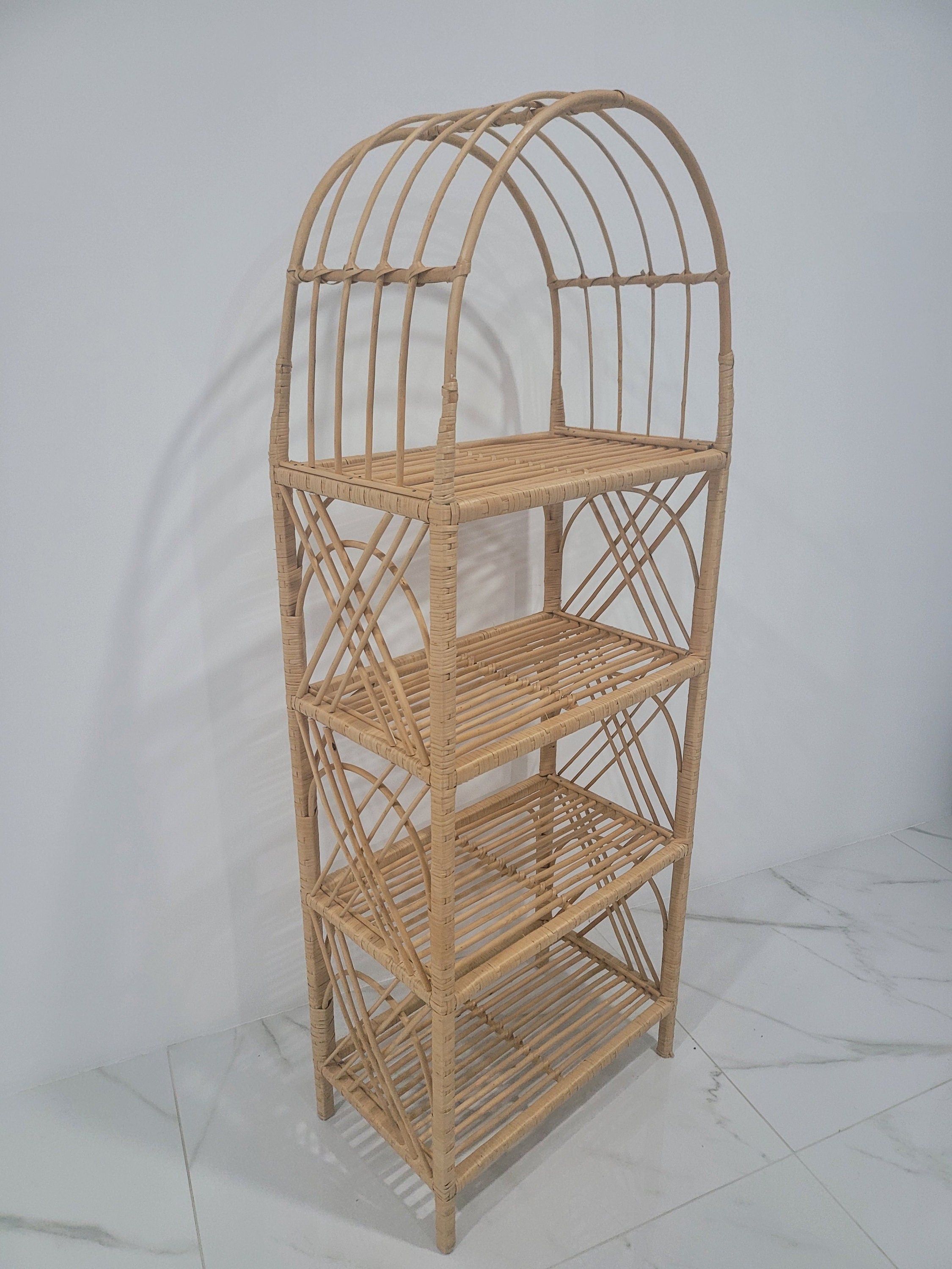 35/47/53/67 inches height wicker shelf, Storage shelf, Bookshelf, Plant shelf, Rattan shelf