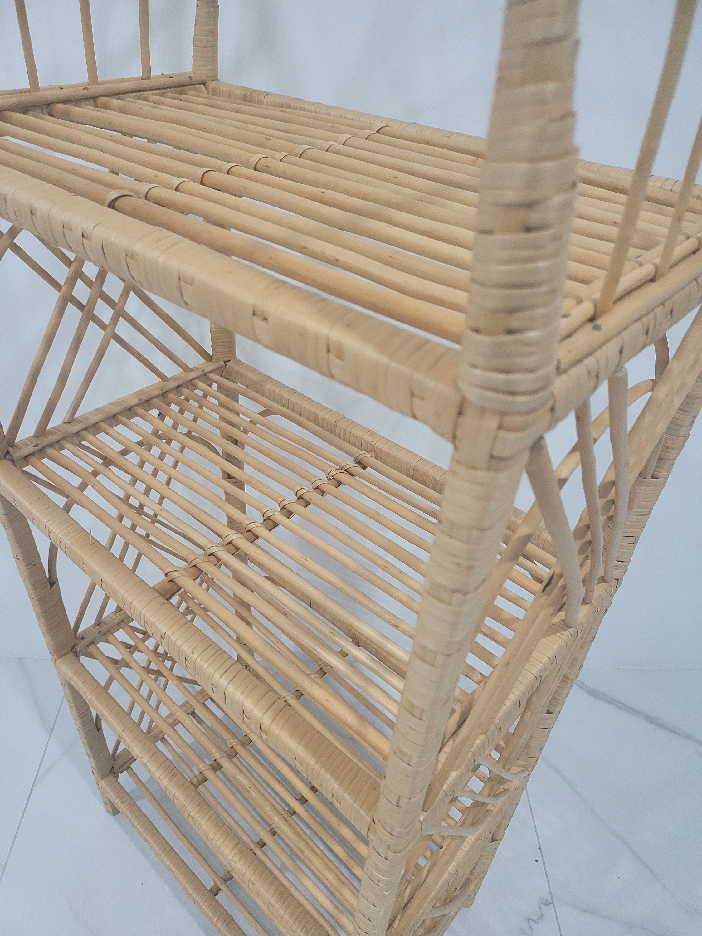 35/47/53/67 inches height wicker shelf, Storage shelf, Bookshelf, Plant shelf, Rattan shelf, Rattan shelf