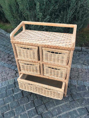 Сhest of drawers, Boho Room Decor, Boho Dresser, Wicker Dresser, Bedroom Dresser, Vintage Dresser, Wicker Commode, chest of 5 drawers