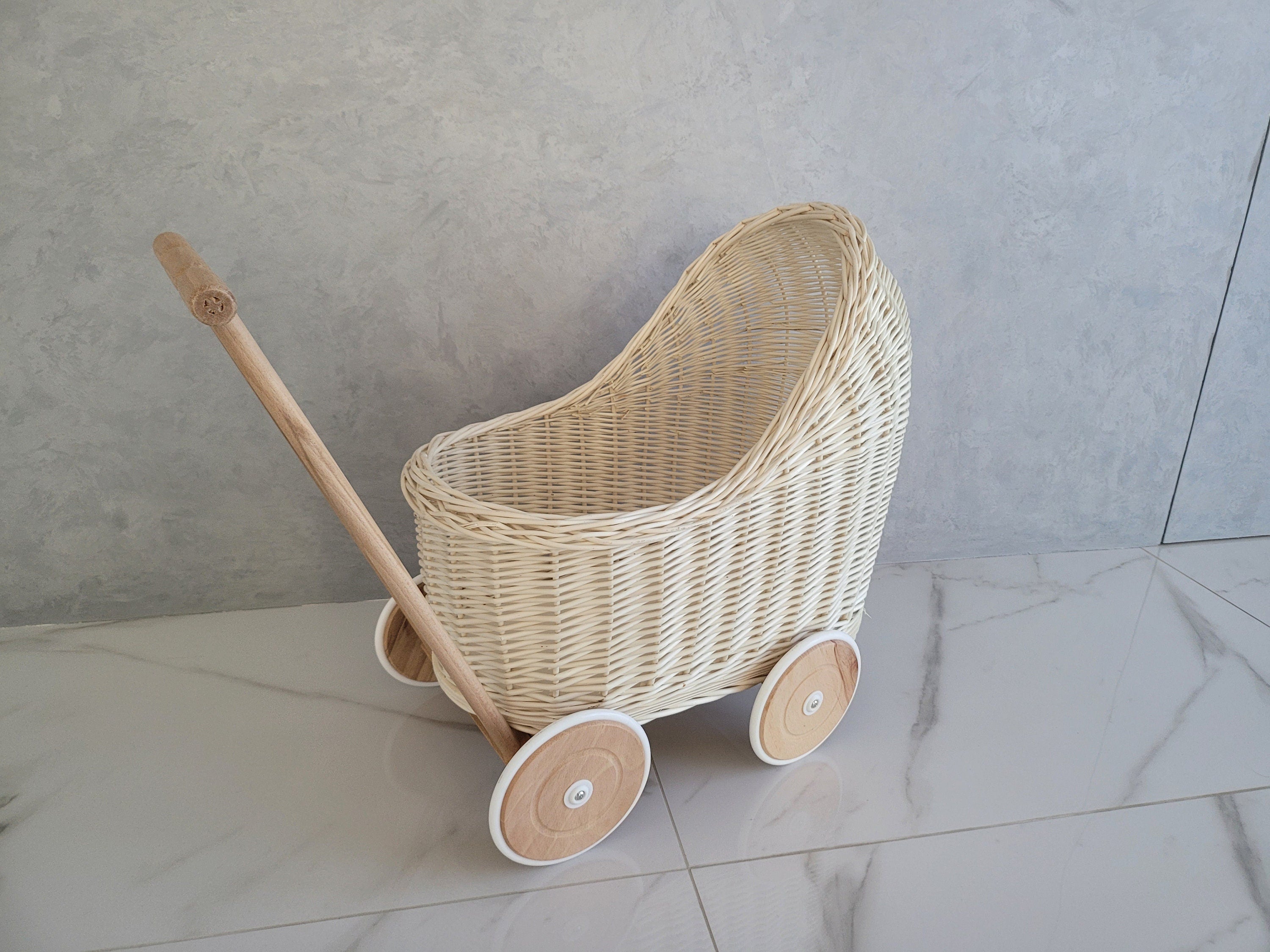 Wicker Baby Carriage, Doll Stroller, Doll Pram, Wicker Doll Stroller, Wicker Doll Pram, Wicker Willow Doll Stroller