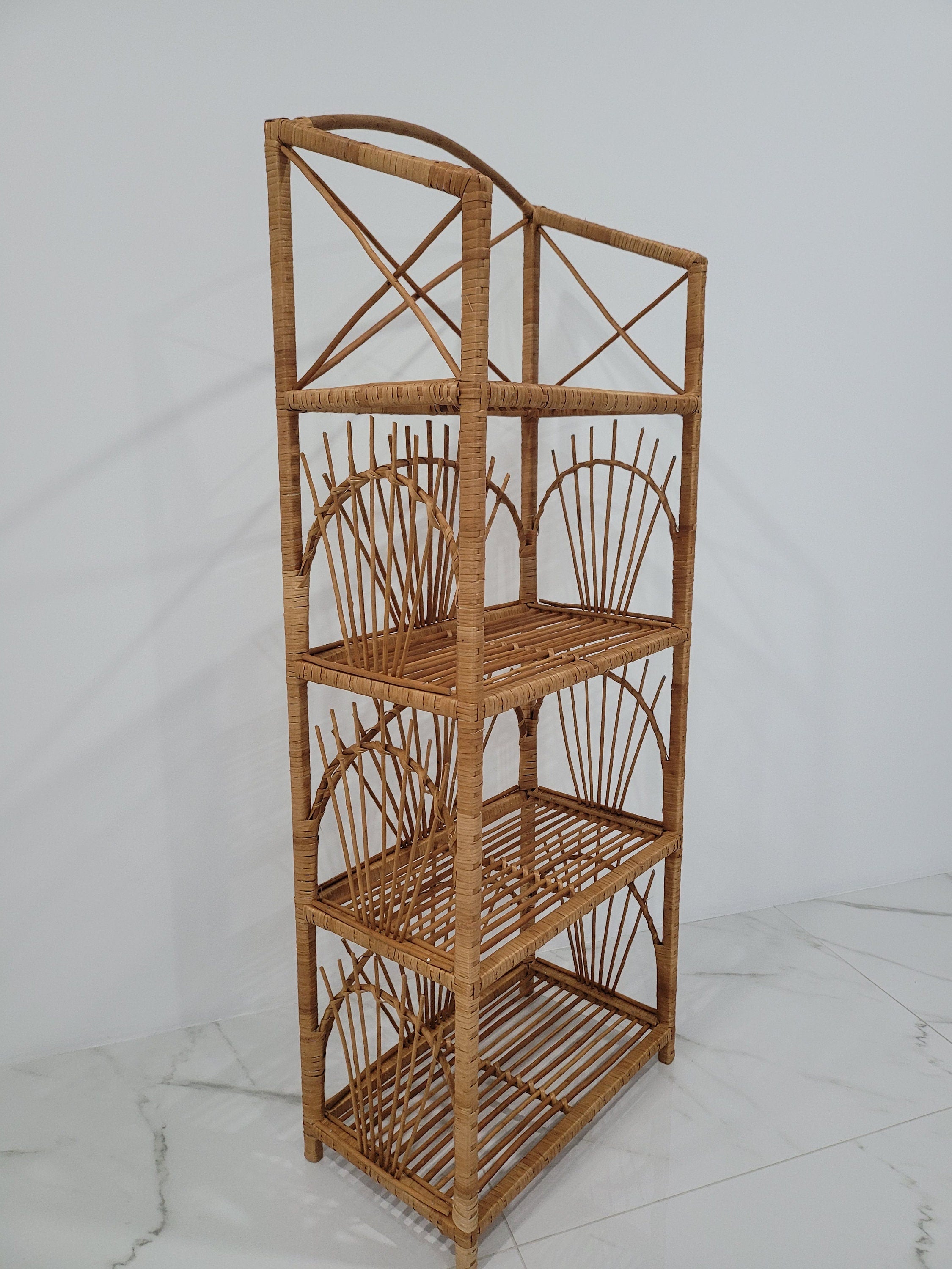 Wicker Shelf, Storage shelf, Bookshelf, Plant shelf, Rattan shelf