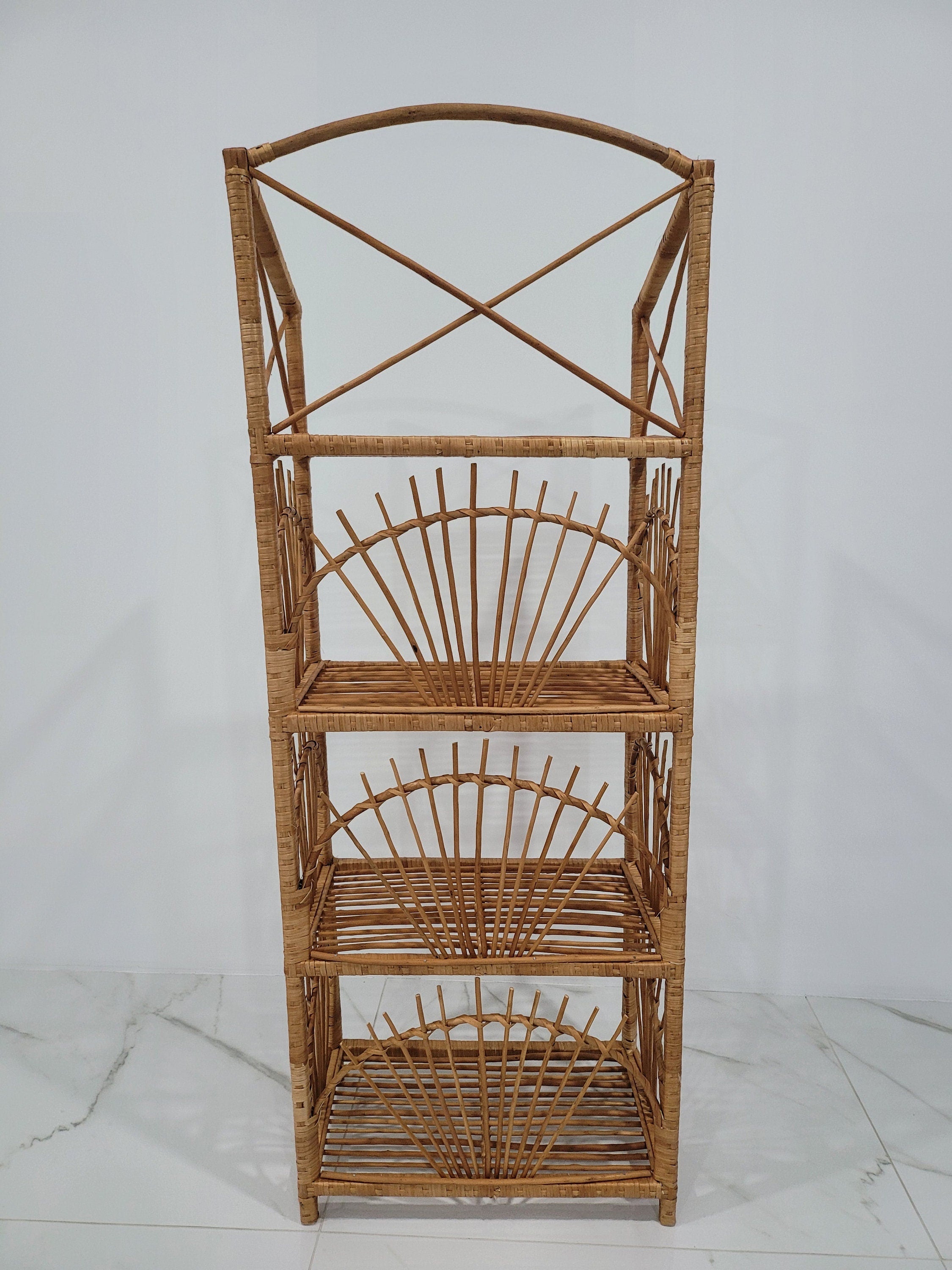 Wicker Shelf, Storage shelf, Bookshelf, Plant shelf, Rattan shelf