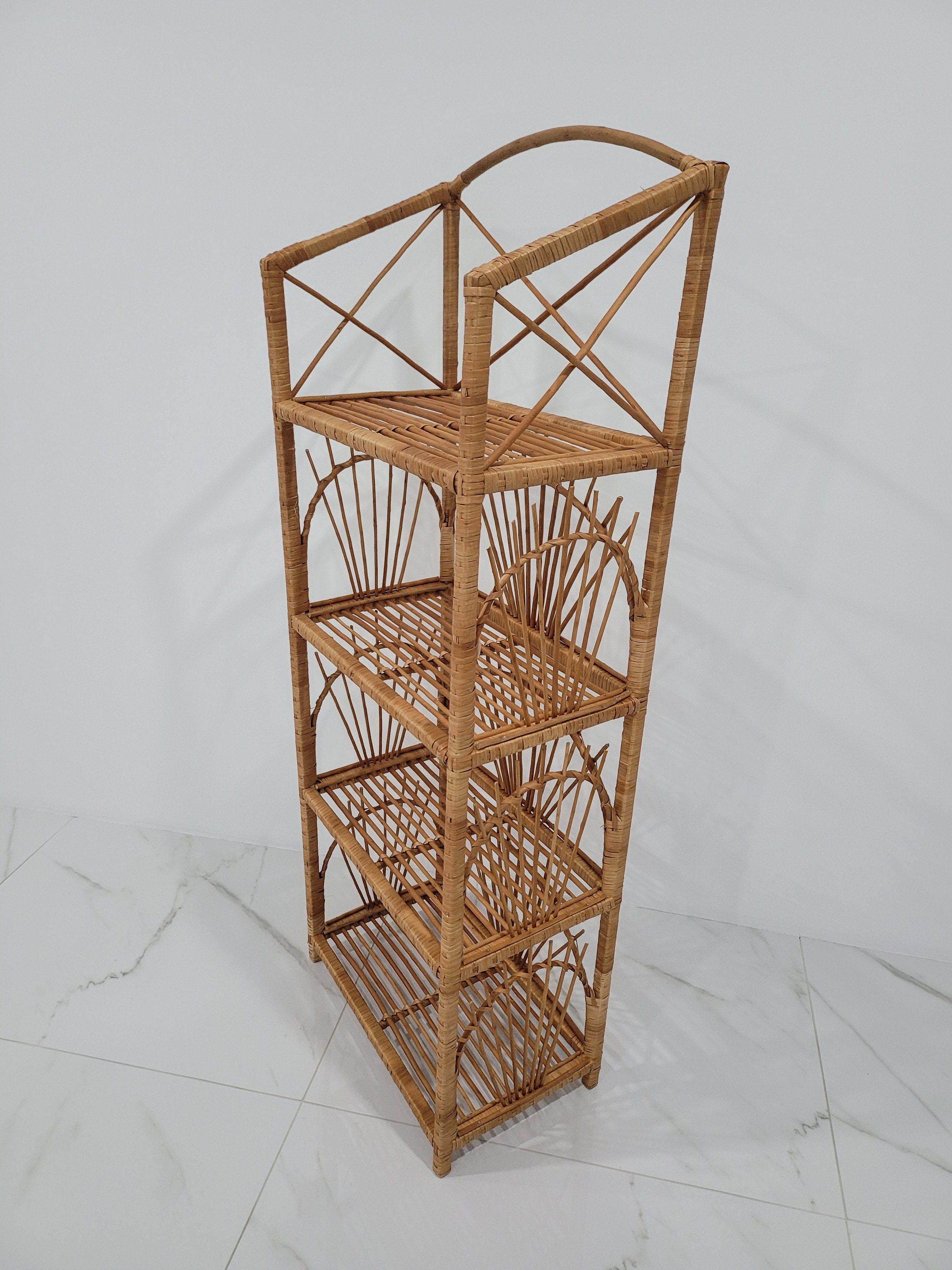 Wicker Shelf, Storage shelf, Bookshelf, Plant shelf, Rattan shelf