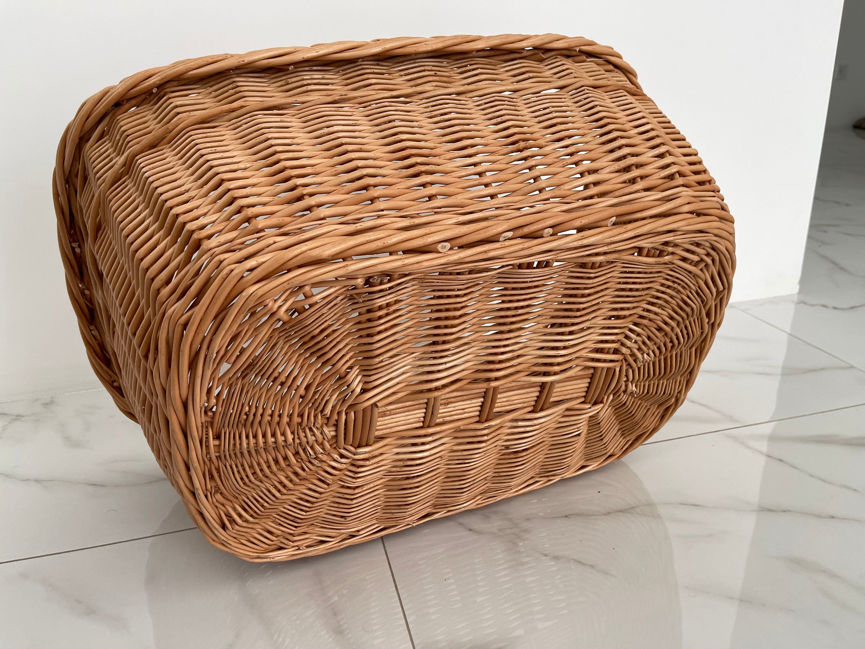Large Wicker Laundry Basket, Handled Oval Basket, Large Storage Basket, Laundry Hamper