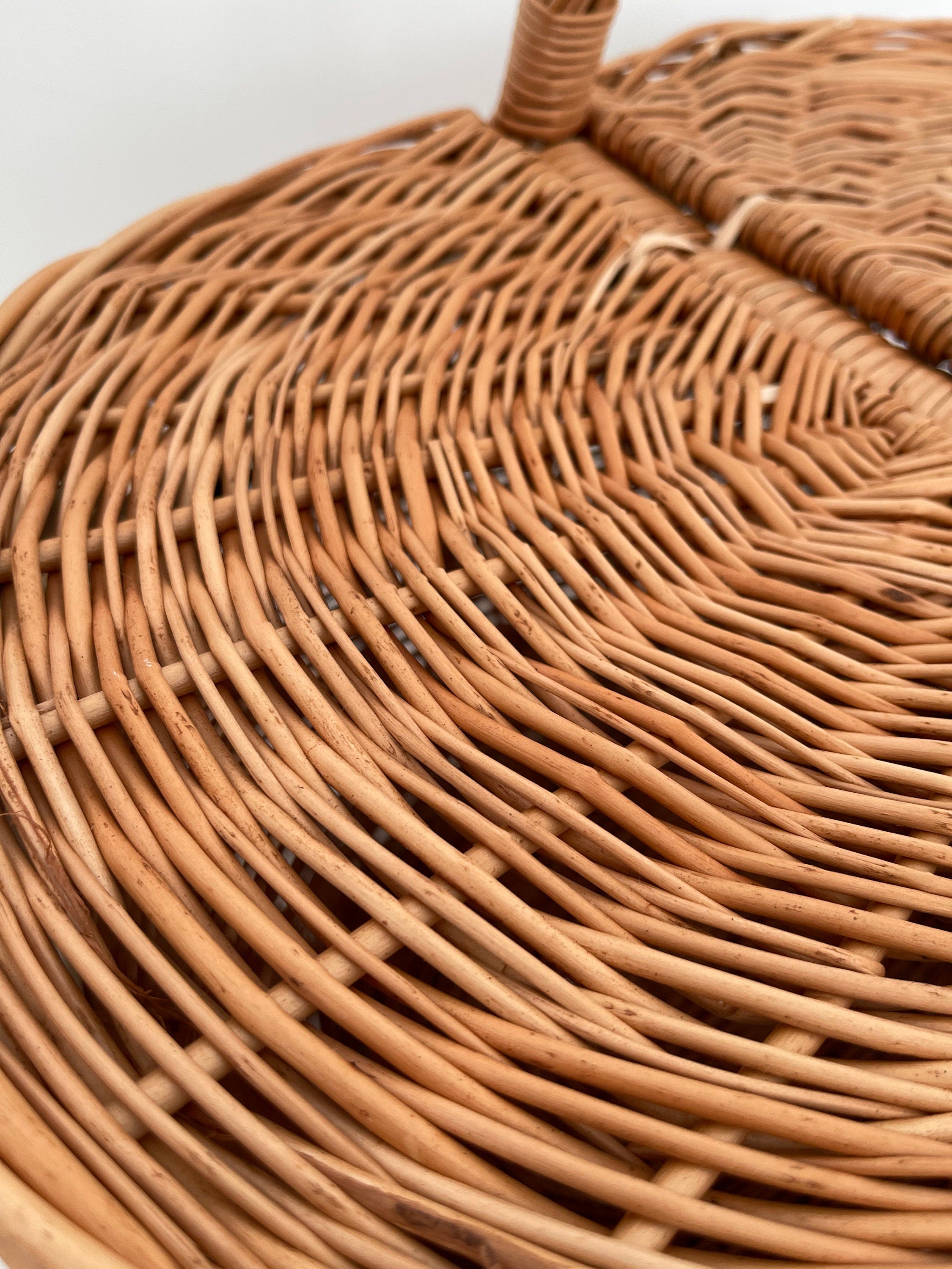 Oval Wicker Basket, Handmade Willow Picnic Basket, Market Basket, Willow Basket with Handle Rustic Wicker Basket Gathering Basket Handled