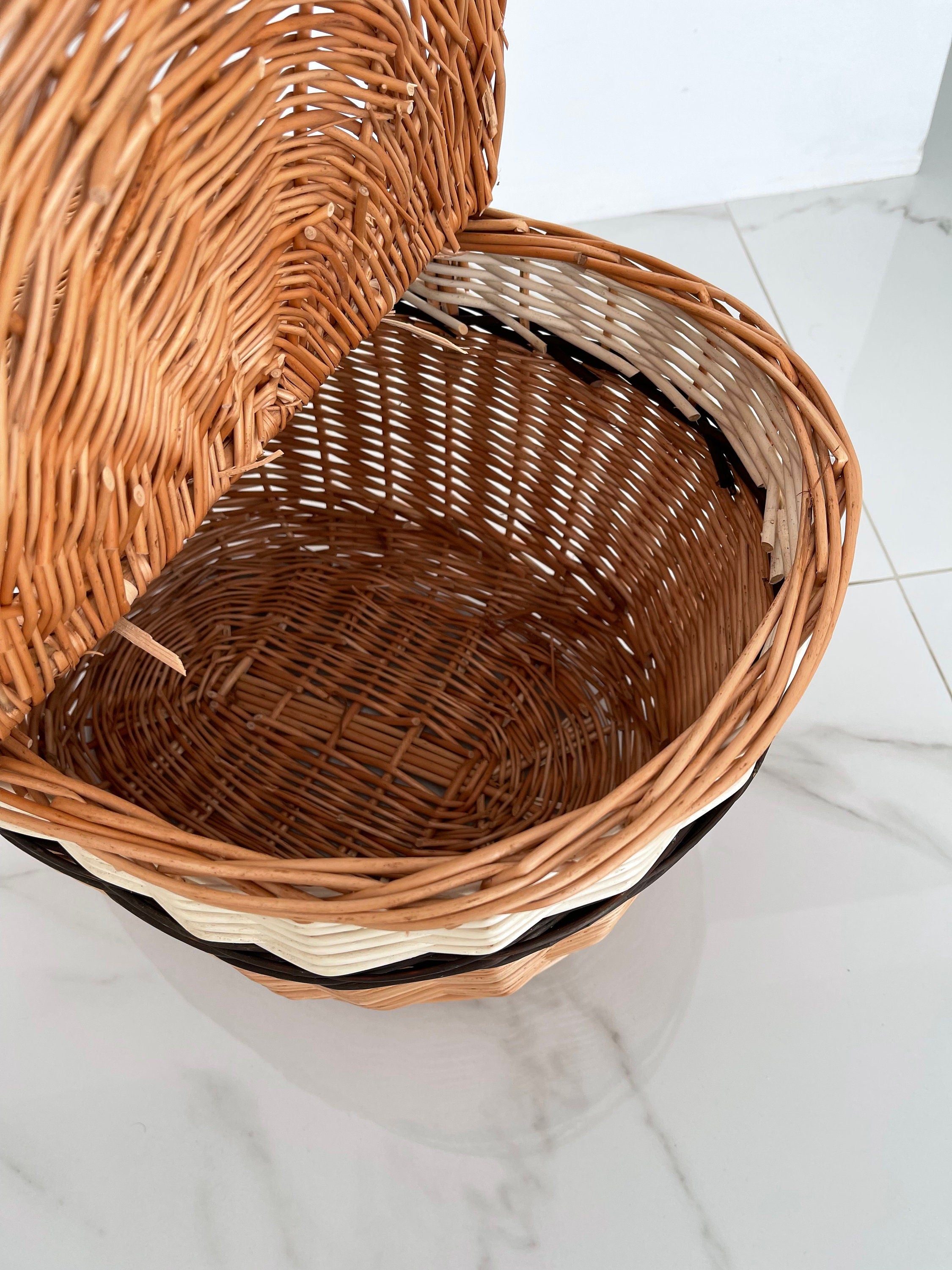Oval Wicker Basket, Handmade Willow Picnic Basket, Market Basket, Willow Basket with Handle Rustic Wicker Basket Gathering Basket Handled