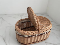 Wicker basket, Picnic basket, Picnic Wicker Basket, Handwoven Picnic Basket, basket with lid