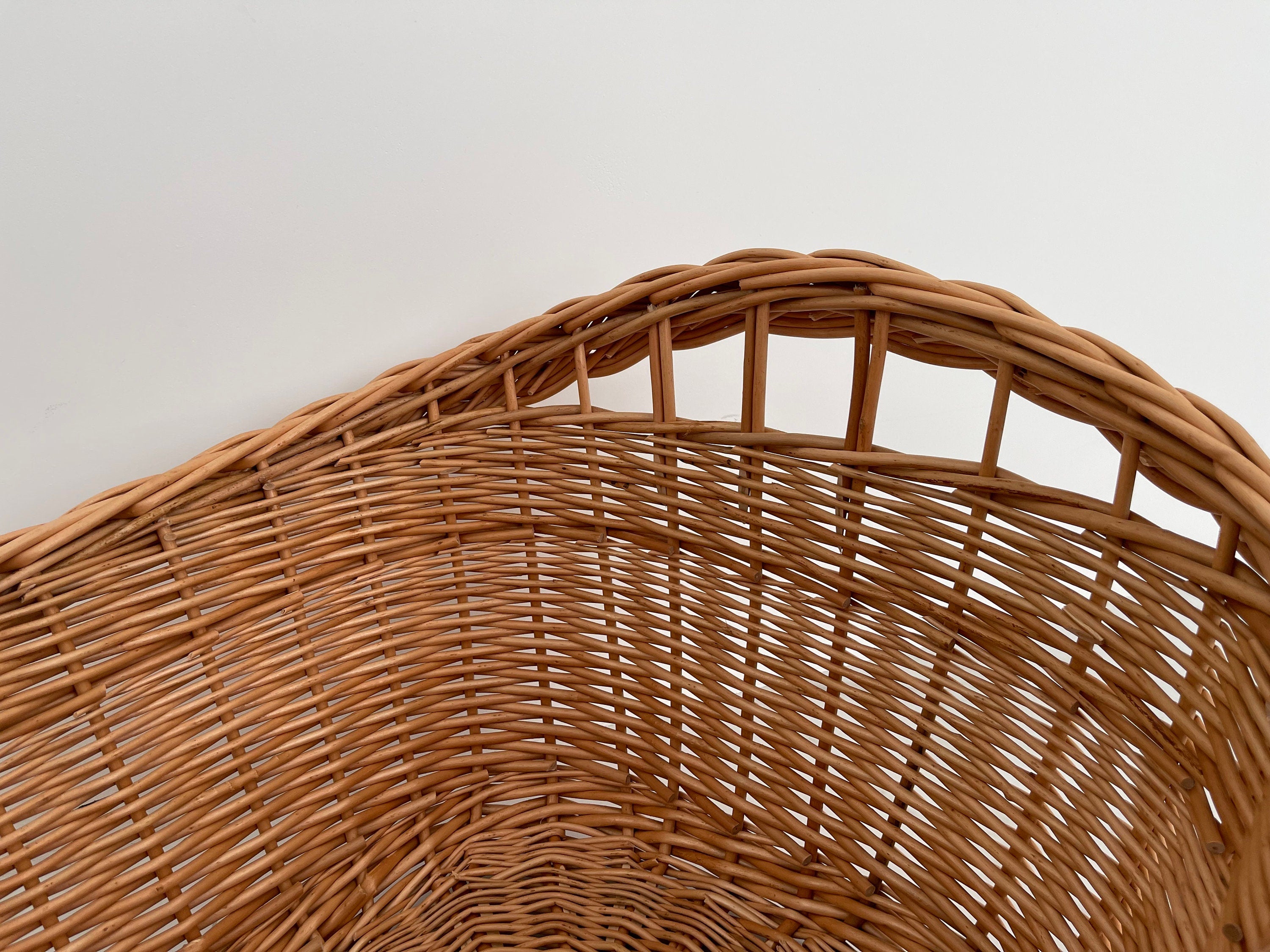 Large Wicker Laundry Basket, Handled Oval Basket, Large Storage Basket, Laundry Hamper