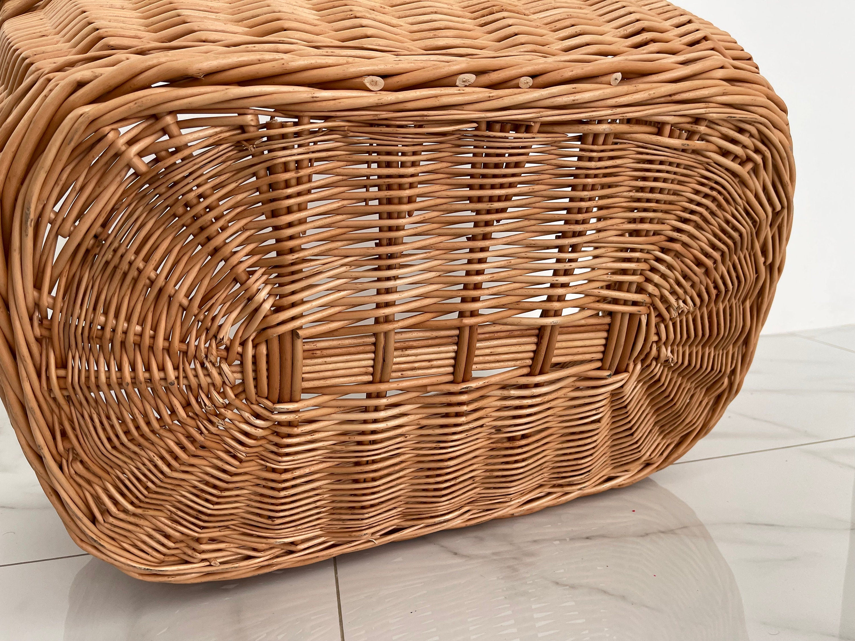 Large Wicker Laundry Basket, Handled Oval Basket, Large Storage Basket, Laundry Hamper