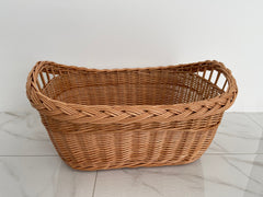 Large Wicker Laundry Basket, Handled Oval Basket, Large Storage Basket, Laundry Hamper