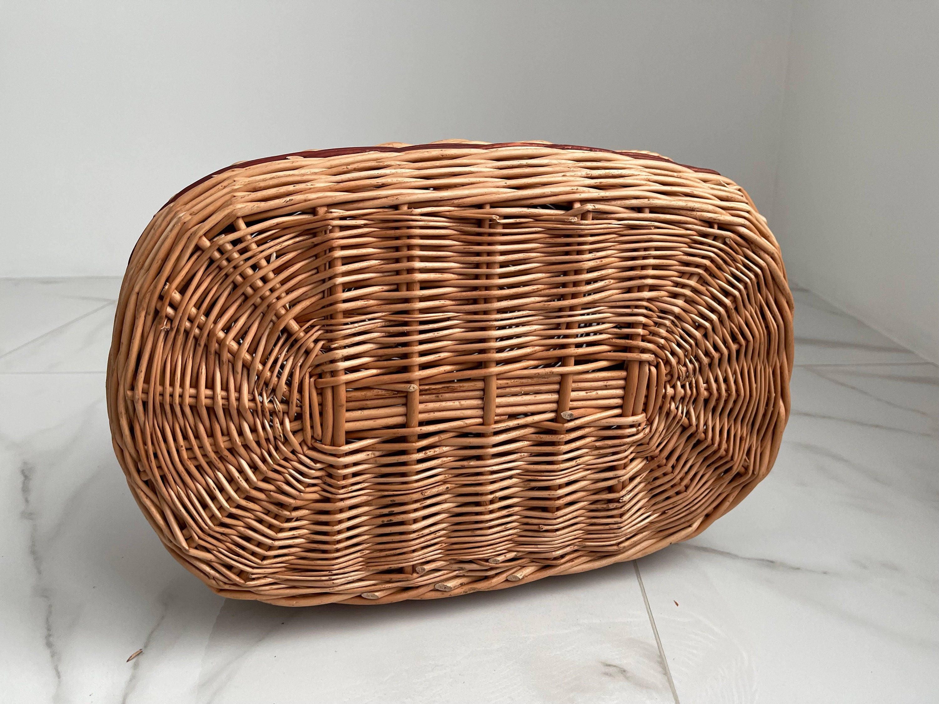 Picnic Wicker Basket, Handwoven Picnic Basket, basket with lid, Kids Willow Basket, round handled basket, flower girl basket