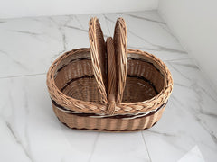 Wicker basket, Picnic basket, Picnic Wicker Basket, Handwoven Picnic Basket, basket with lid