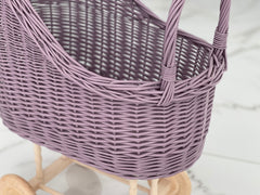 Wicker Baby Carriages, Wicker Doll Pram, Personalized Gift for Girls Wooden Doll Stroller 1st Birth Day