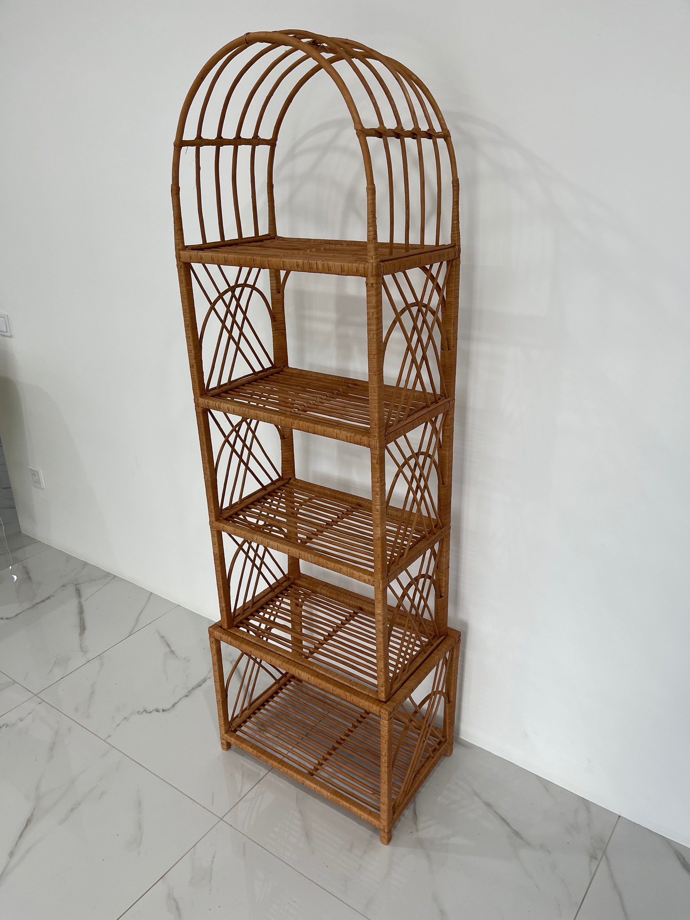 35/47/53/67 inches height wicker shelf, Storage shelf, Bookshelf, Plant shelf, Rattan shelf