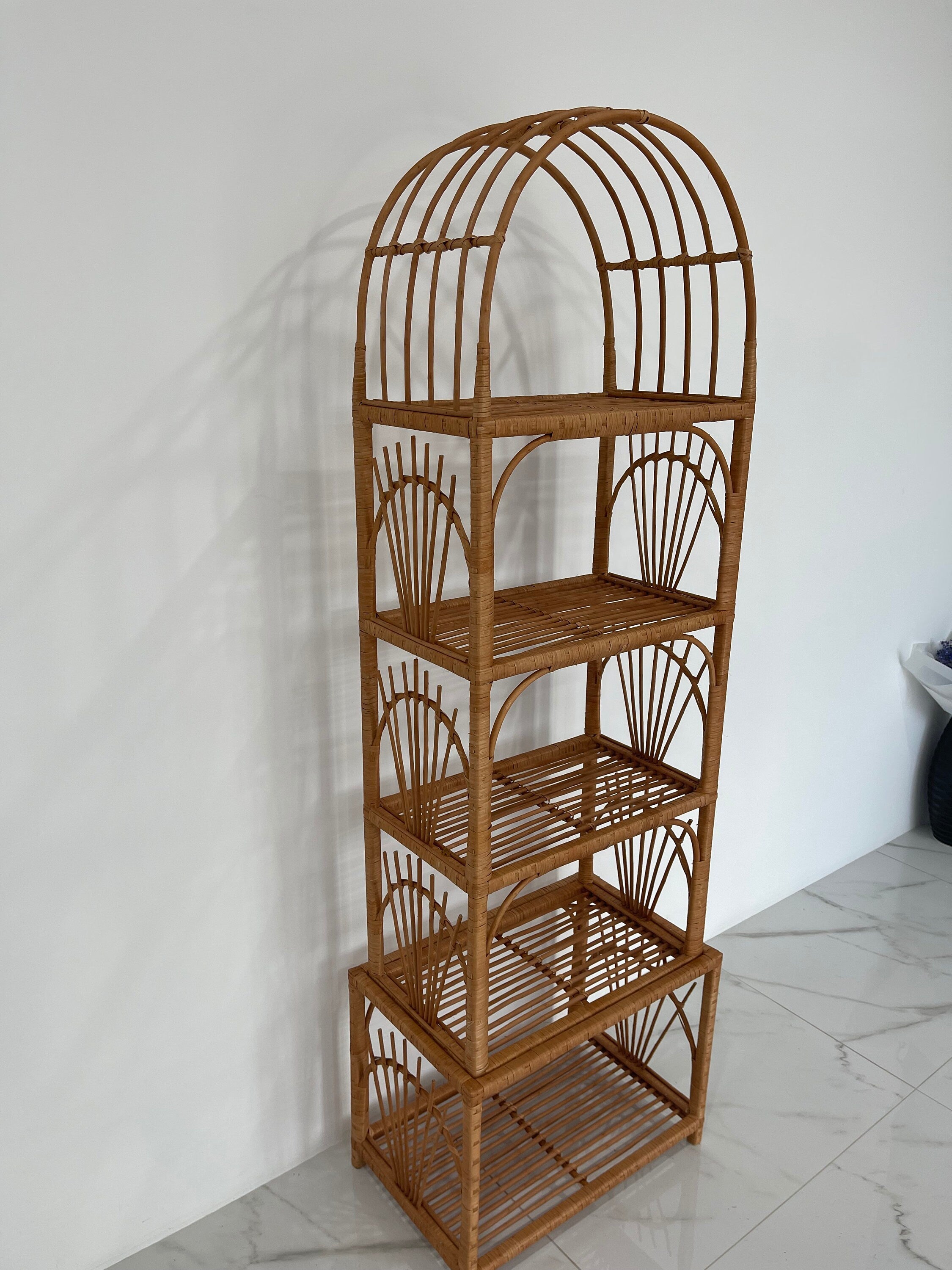 35/47/53/67 inches height wicker shelf, Storage shelf, Bookshelf, Plant shelf, Rattan shelf