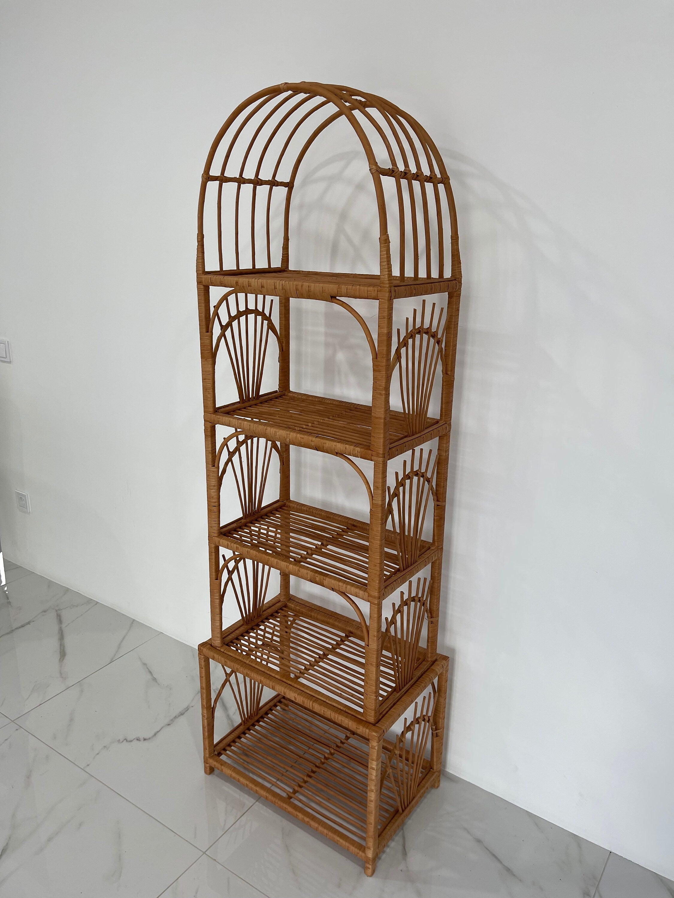 35/47/53/67 inches height wicker shelf, Storage shelf, Bookshelf, Plant shelf, Rattan shelf