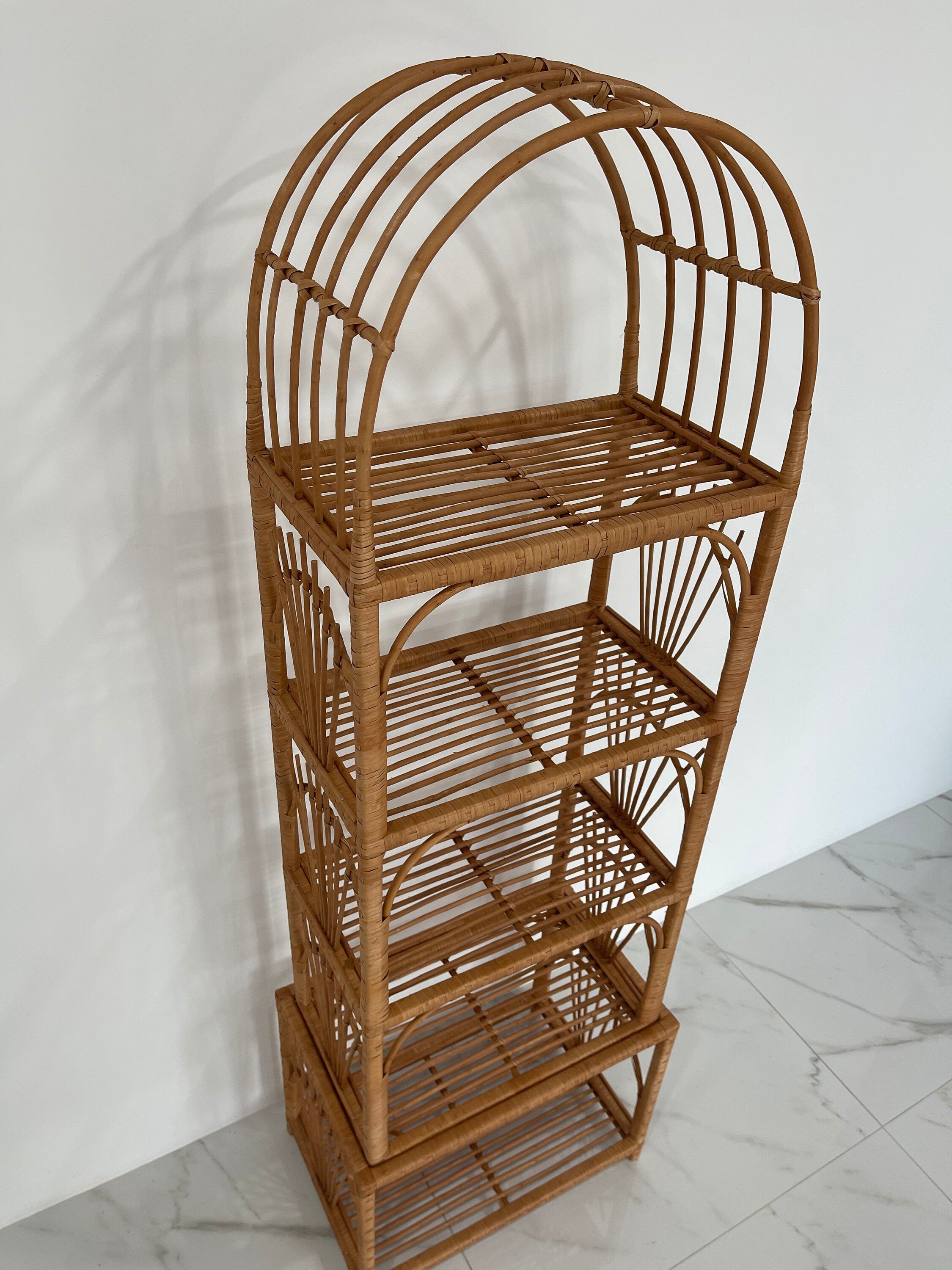 35/47/53/67 inches height wicker shelf, Storage shelf, Bookshelf, Plant shelf, Rattan shelf