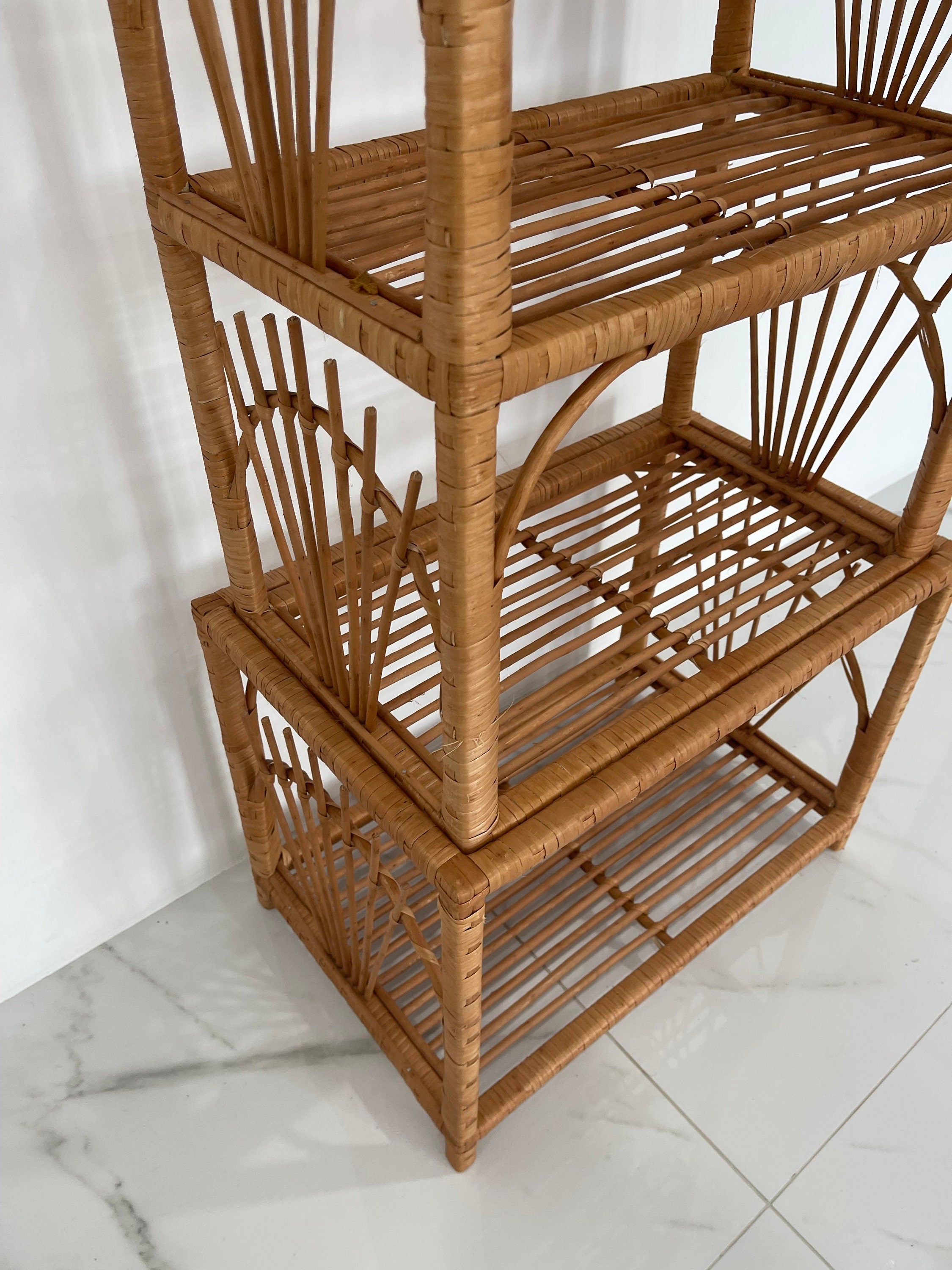35/47/53/67 inches height wicker shelf, Storage shelf, Bookshelf, Plant shelf, Rattan shelf