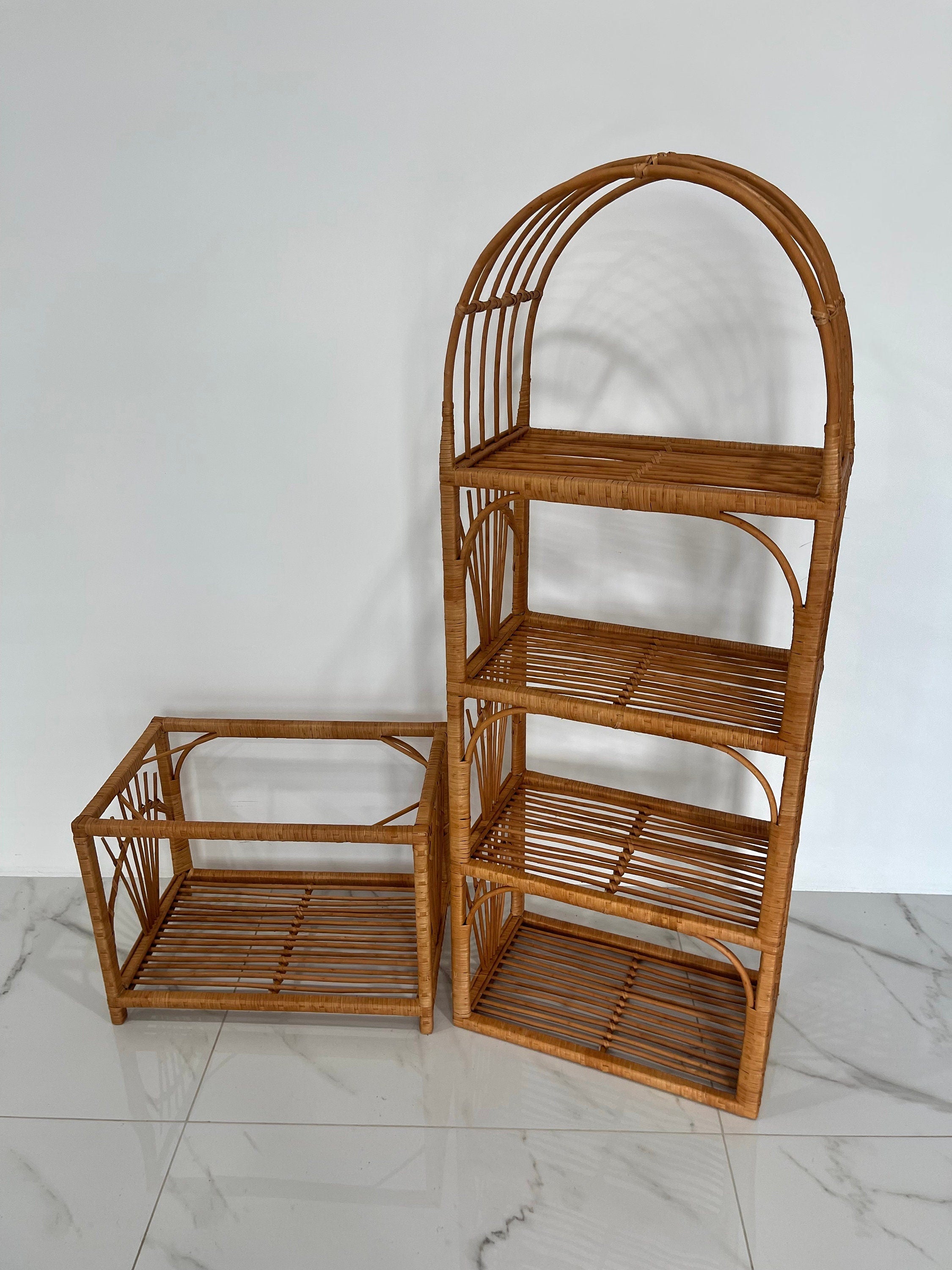 35/47/53/67 inches height wicker shelf, Storage shelf, Bookshelf, Plant shelf, Rattan shelf