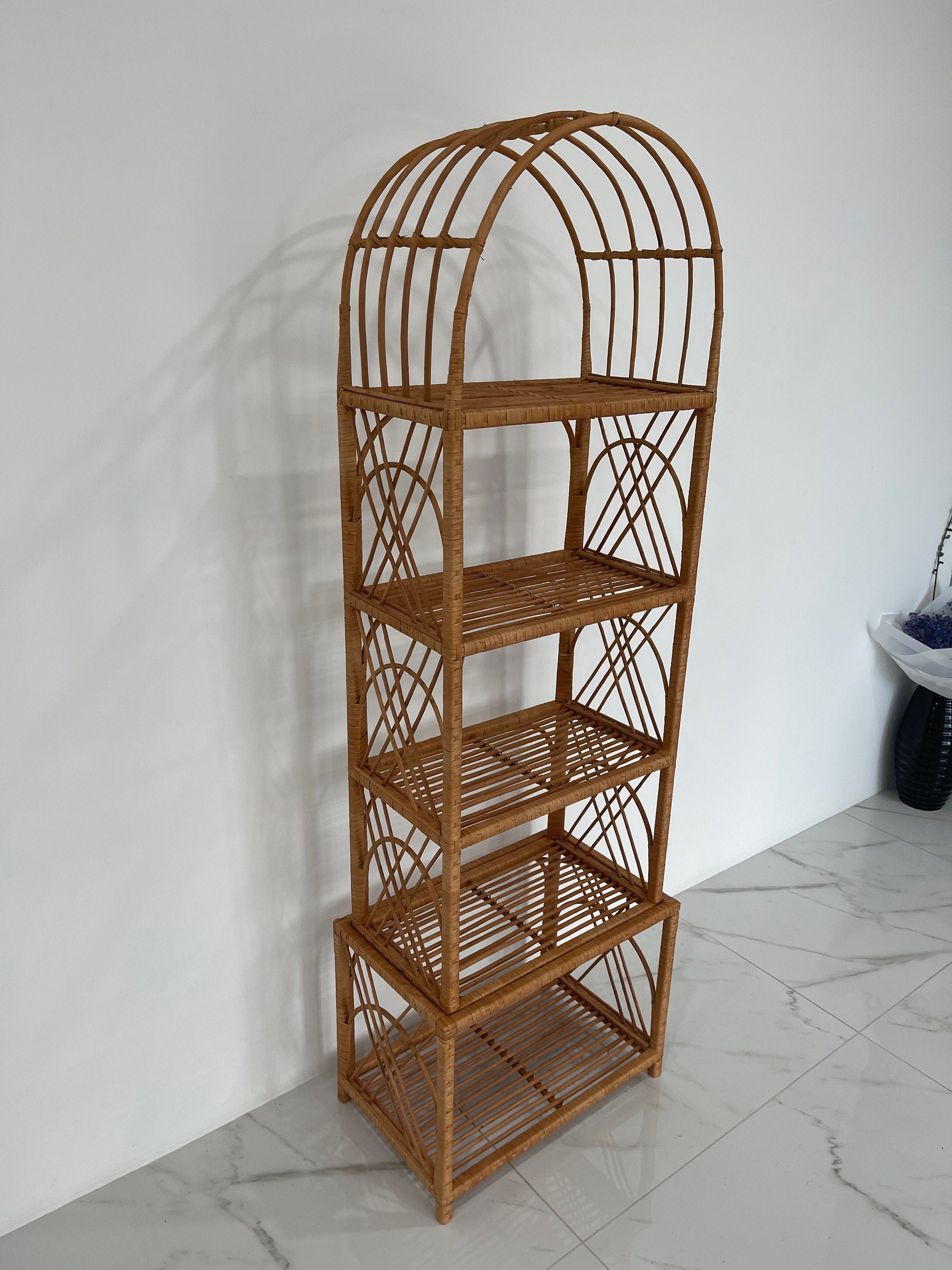 35/47/53/67 inches height wicker shelf, Storage shelf, Bookshelf, Plant shelf, Rattan shelf