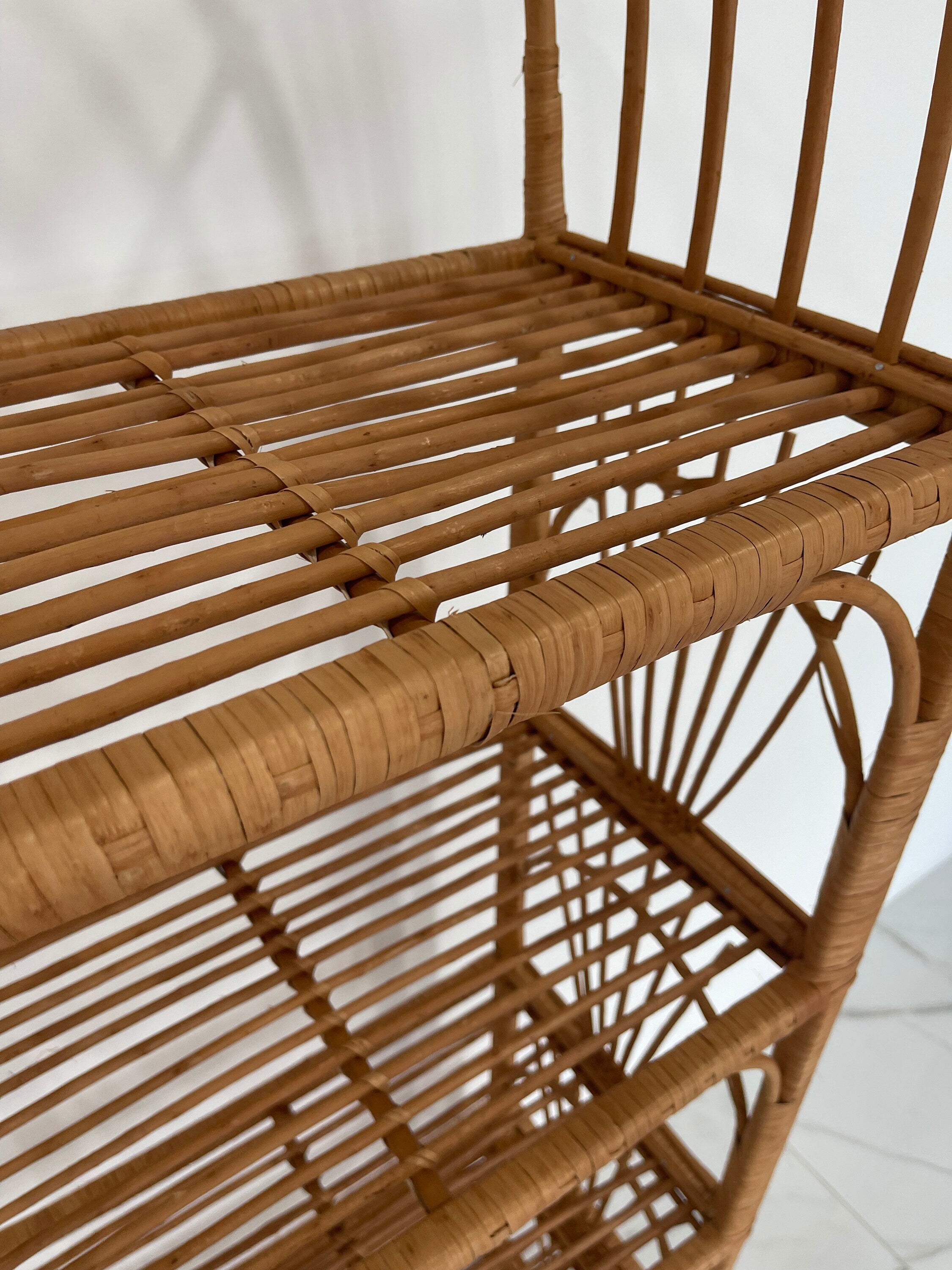 35/47/53/67 inches height wicker shelf, Storage shelf, Bookshelf, Plant shelf, Rattan shelf