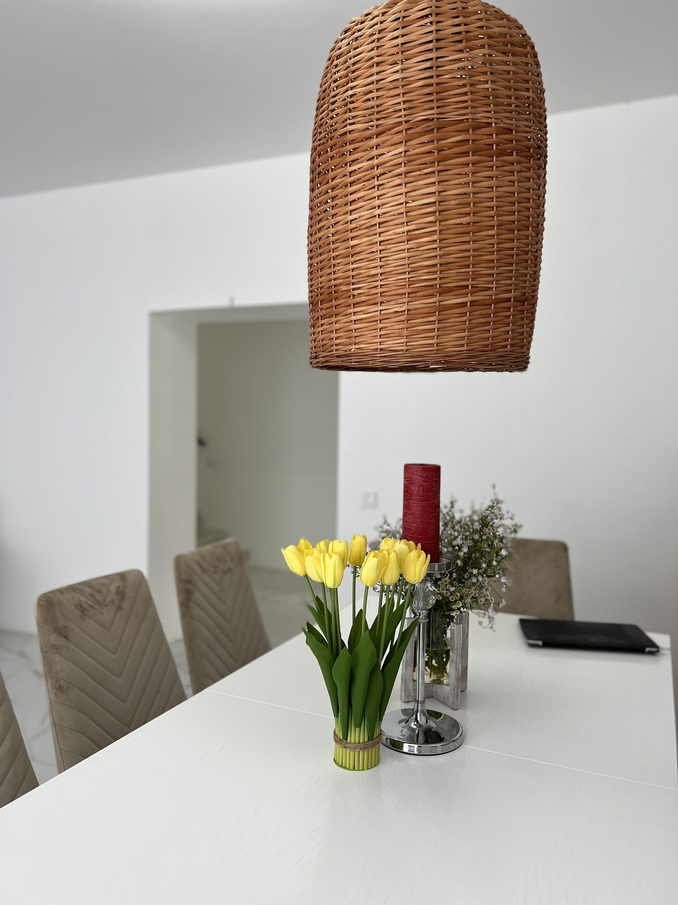 Wicker lamp shades, Hanging Ceiling Lampshade, rattan lamp shade, Boho Lighting, Lamp Shade, Pendant light for kitchen island