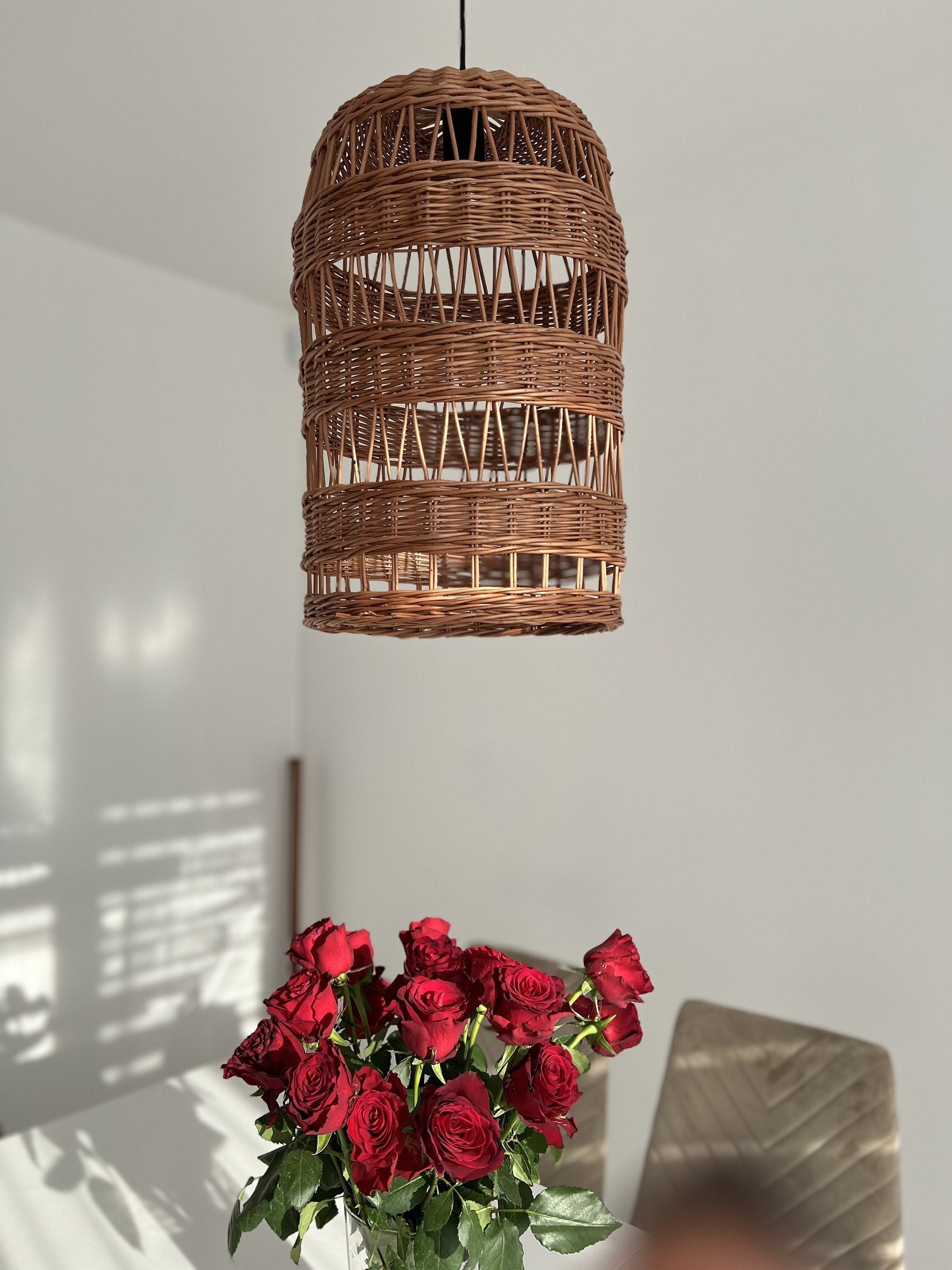 Rattan Pendant Light, Boho Woven Pendant Light, Wicker Rattan Lamp Shade, Ceiling Rattan Pendant Light Shade,Pendant light,Rattan Lamp Shade