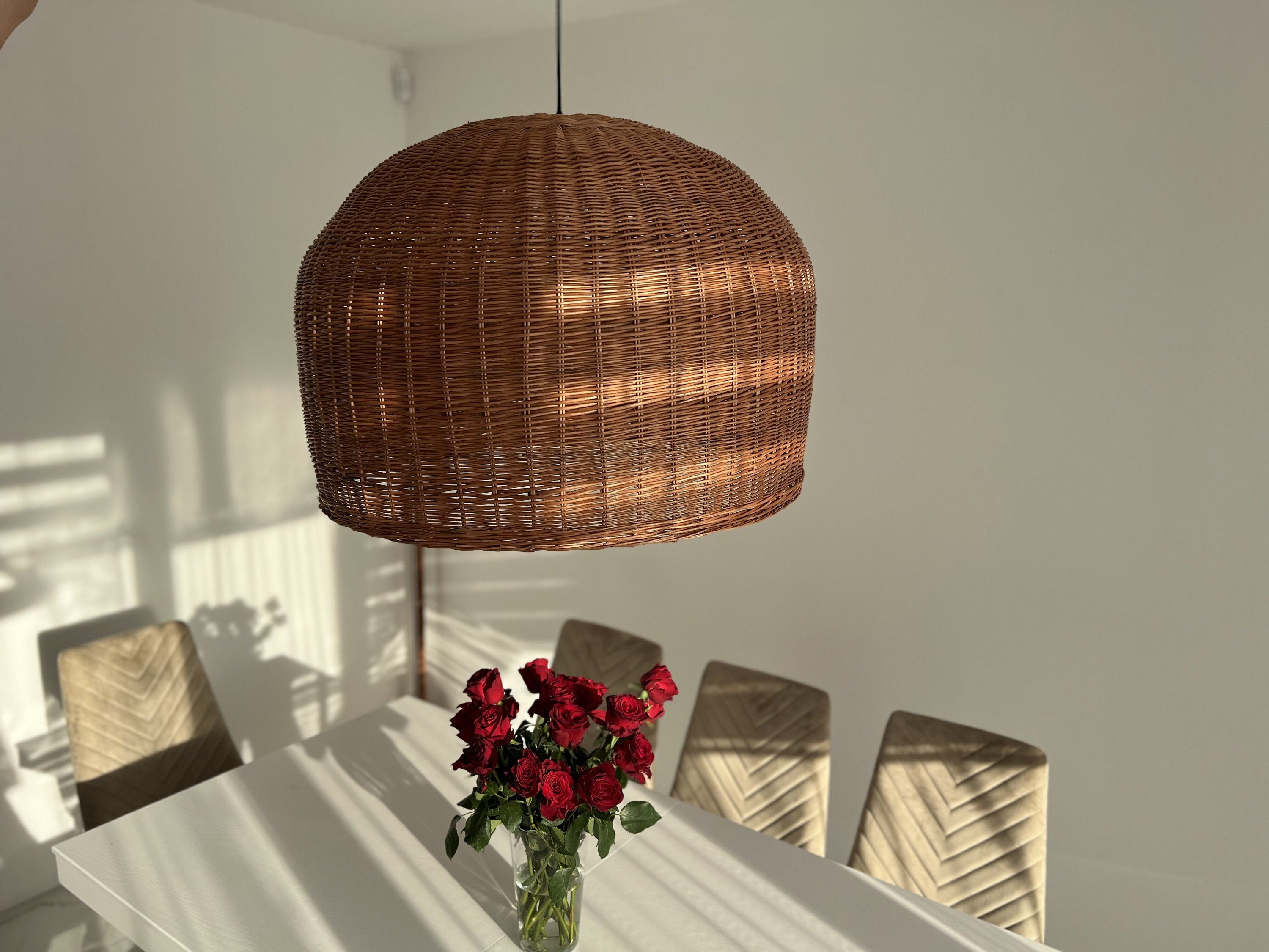 Handmade Pendant Light, Kitchen Lighting,Handmade Rattan Lamp Shade, Wicker Pendant Light Shade, Bedside Lamp, Kitchen Island Light Fixture