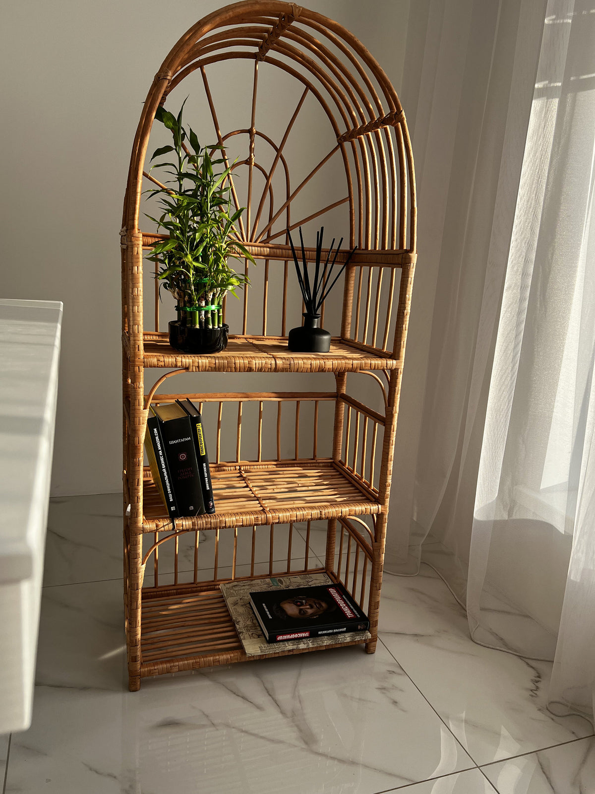 Wicker Shelf, Boho Shelf, Rack Bookshelf Storage, Shelf Plant, Shelf Boho Decor, Bookshelf, Rattan Shelf, Room Decor Boho