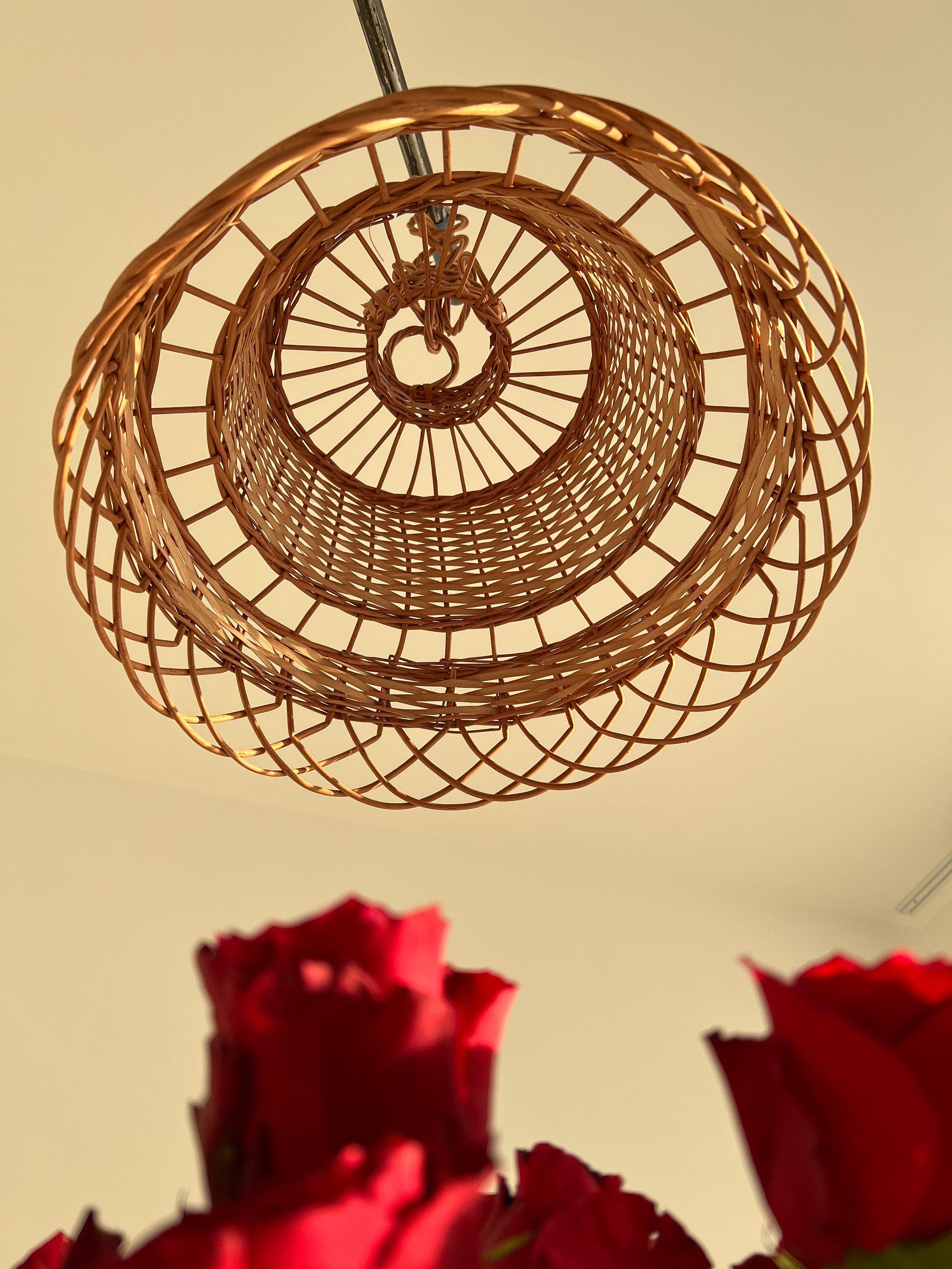 Lamp Rattan Chandelier Hanging Lamp Suspension Rotan Natural Lamp, Wicker Lamp Boho Style, Lampshade Pendant