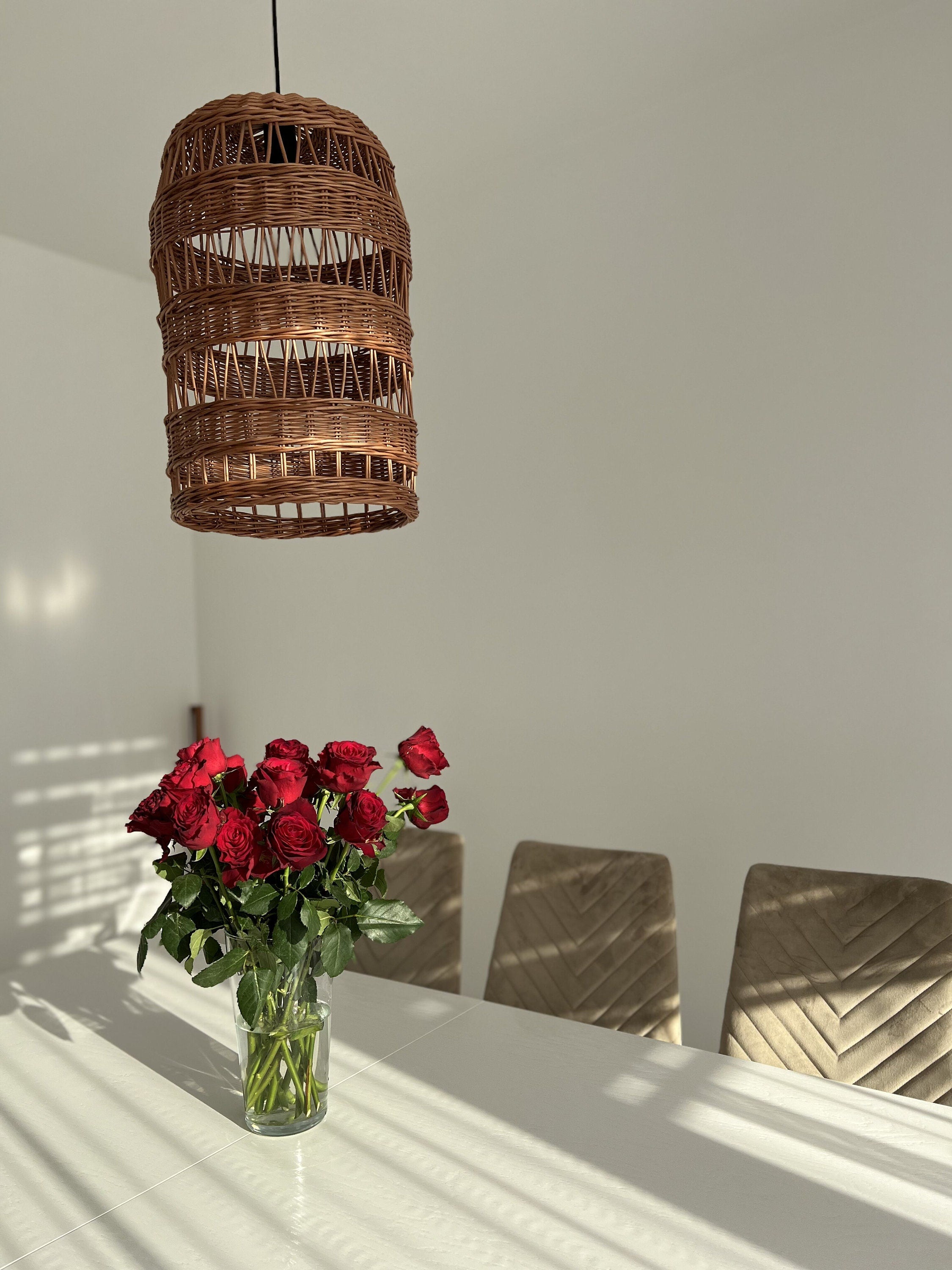 Rattan Pendant Light, Boho Woven Pendant Light, Wicker Rattan Lamp Shade, Ceiling Rattan Pendant Light Shade,Pendant light,Rattan Lamp Shade