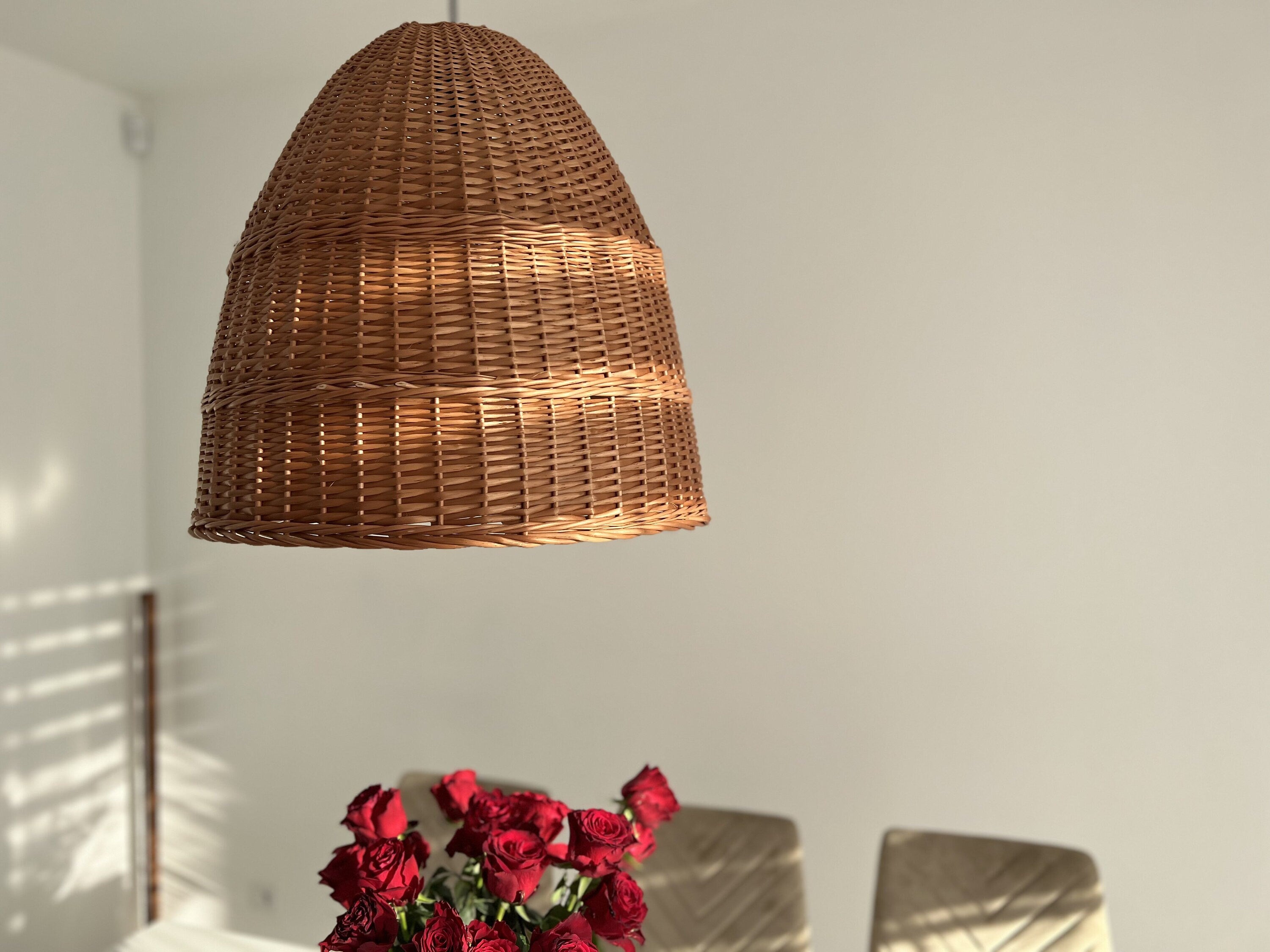 Wicker Rattan Lampshade Boho Style, Rattan Lamp Shade, Hanging Pendant, Handmade Rattan Lamp Shade, Pendant light, Rattan Lamp Shade