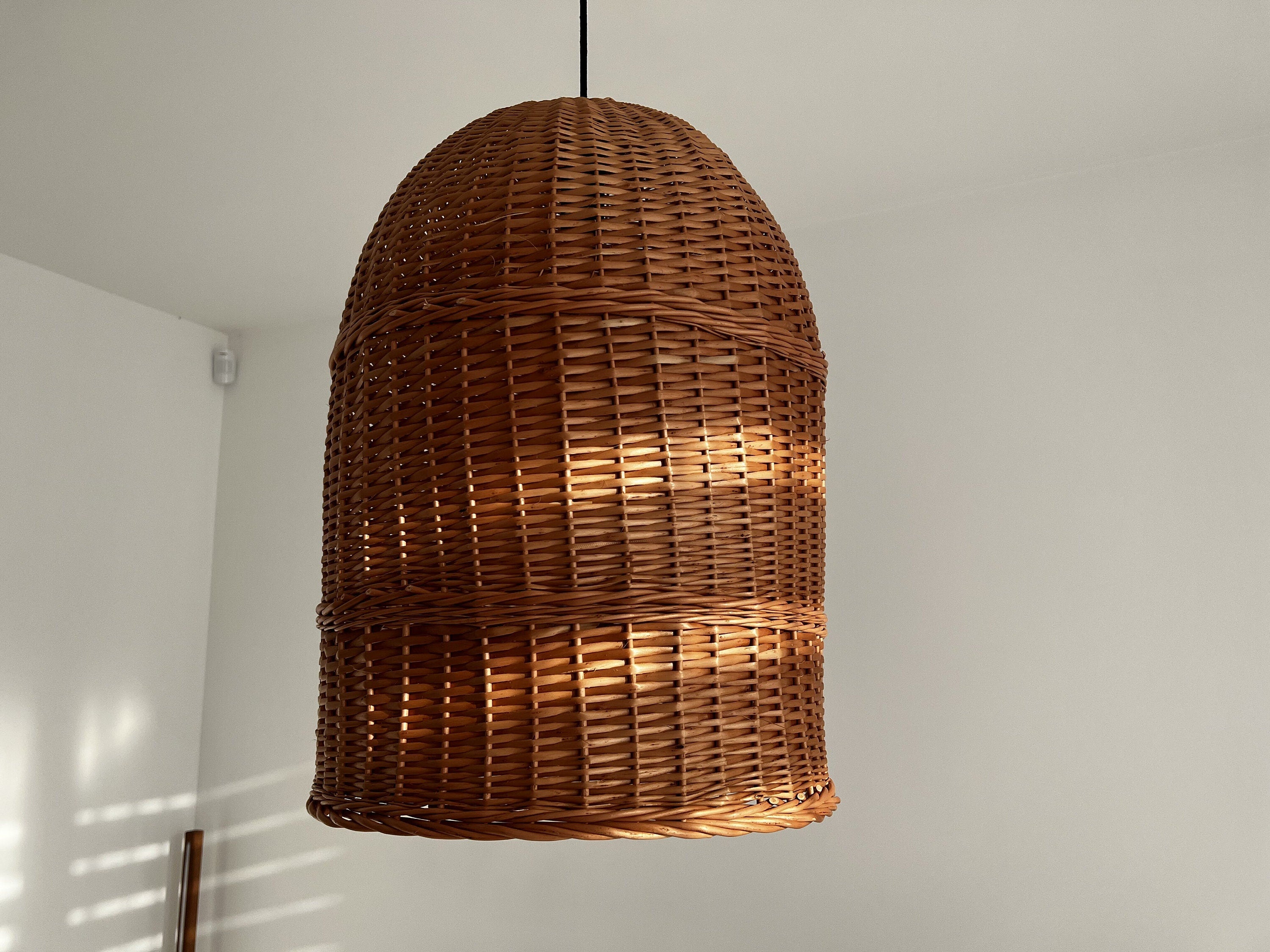 Boho Chandelier Light, Pendant Ceiling Wood Lantern, Bohemian Light Pendant, Hanging Pendant, Handmade Rattan Lamp Shade, Pendant light