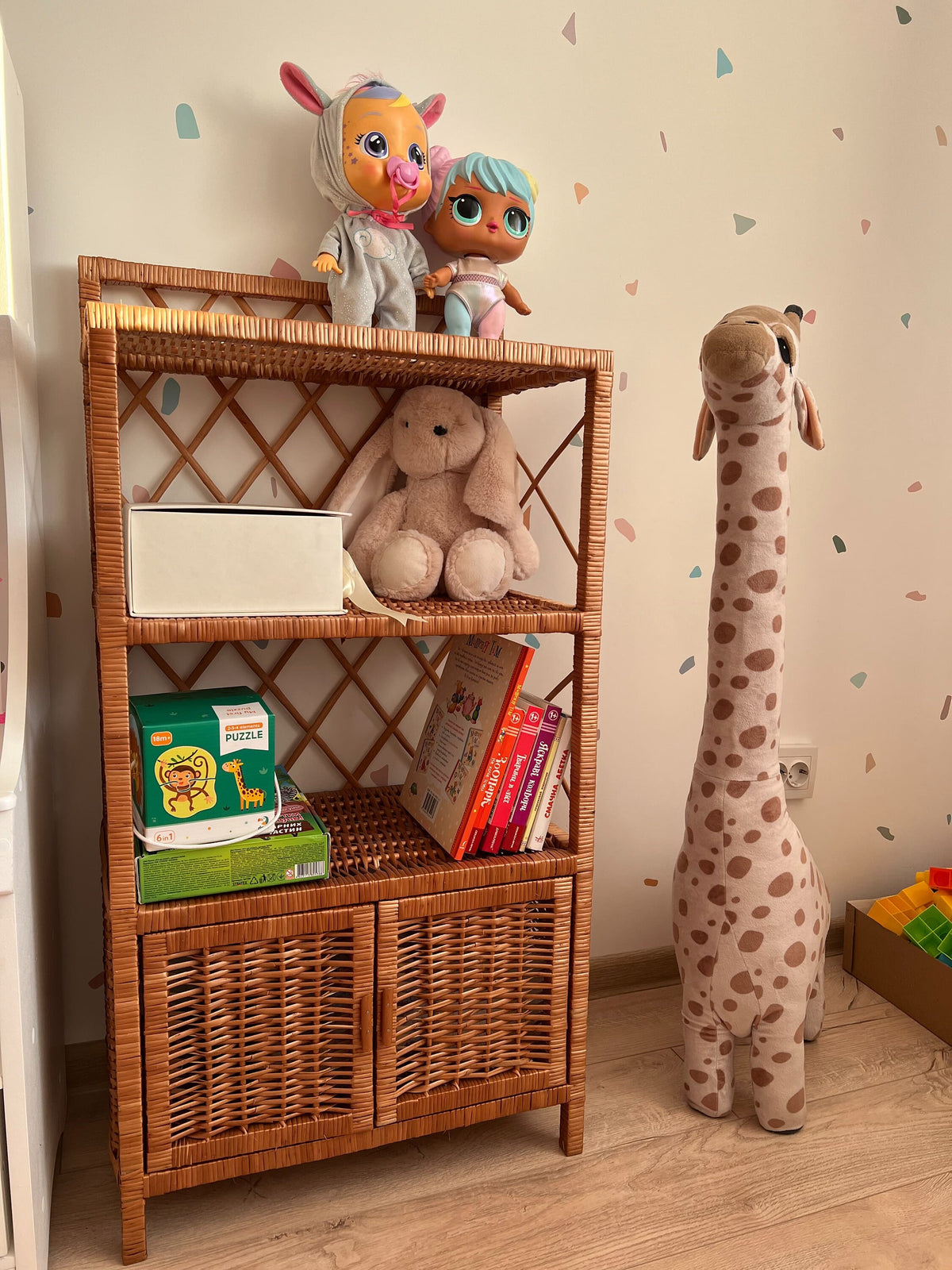 Wicker shelf, Wicker rack, Storage shelf, Bookshelf, Plant shelf, Rattan shelf