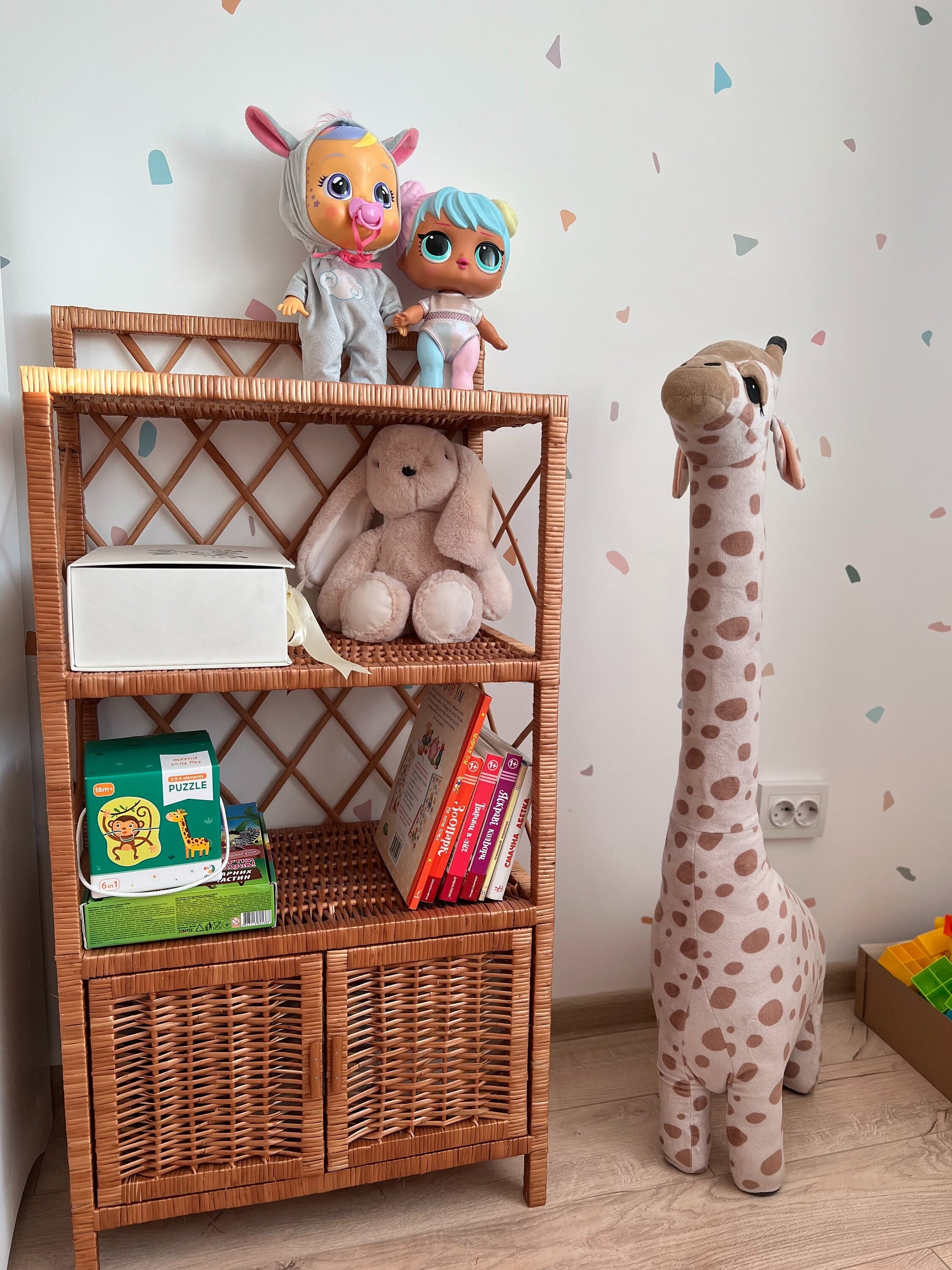 Wicker shelf, Wicker rack, Storage shelf, Bookshelf, Plant shelf, Rattan shelf