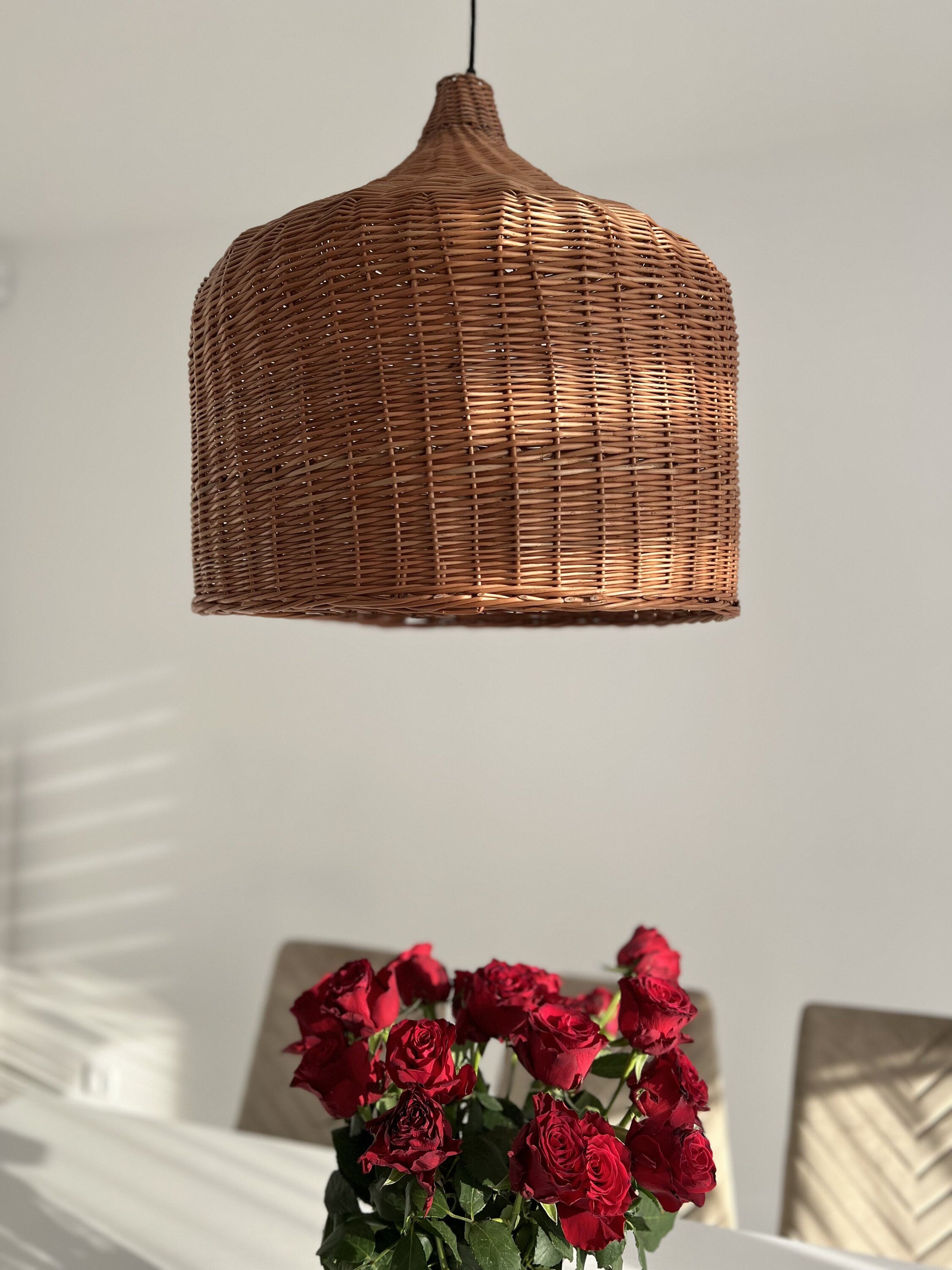 Pendant Ceiling Wood Lantern, Bohemian Light Pendant, Hanging Pendant, Handmade Rattan Lamp Shade, Pendant light