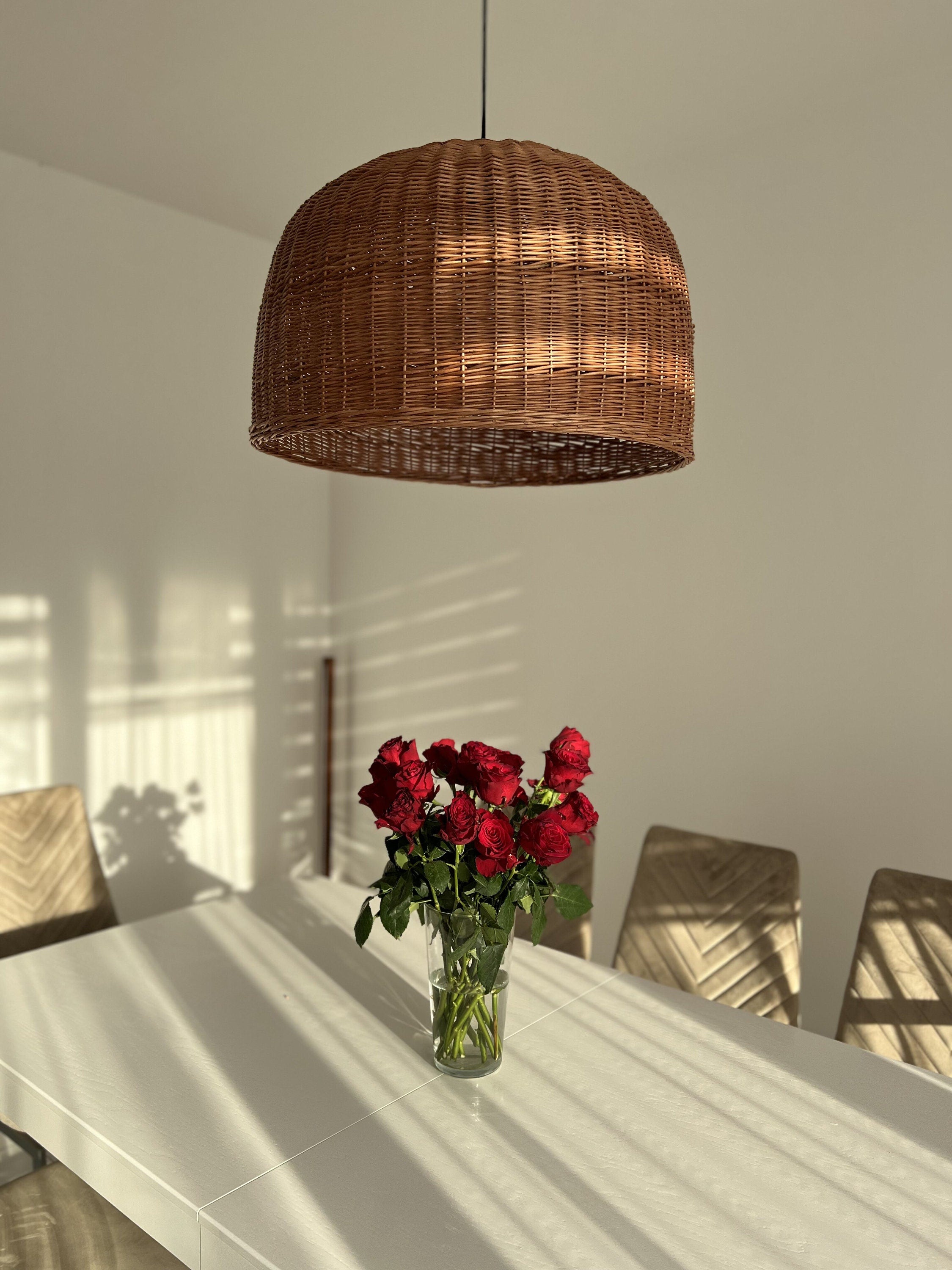 Kitchen Light Fixture, Kitchen Lighting,Handmade Rattan Lamp Shade, Wicker Pendant Light Shade, Bedside Lamp