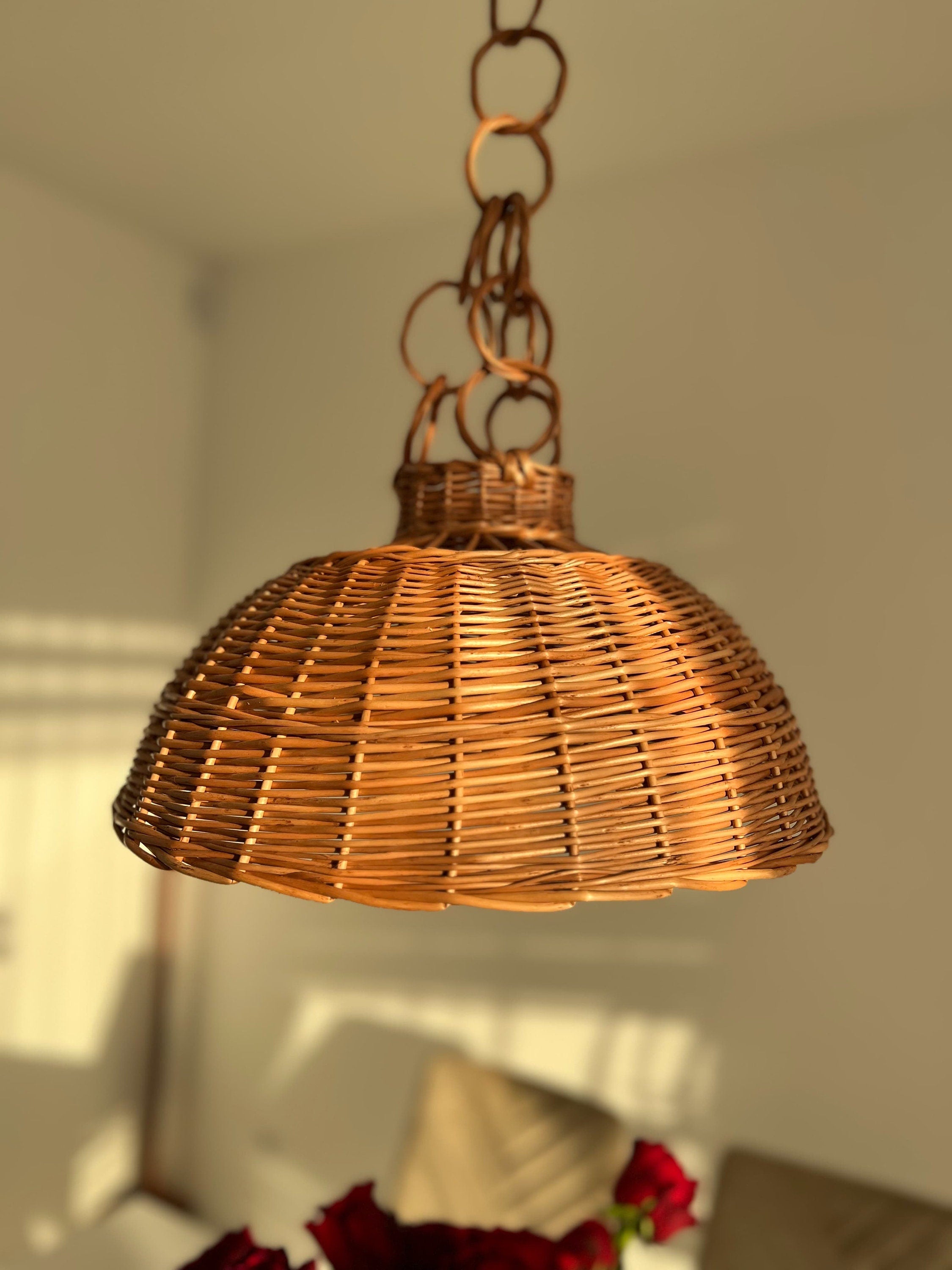 Wicker ceiling light, Lighting pendant, Wood pendant light, Pendant lighting, Pendant light, Dining room lighting, Hanging pendant light