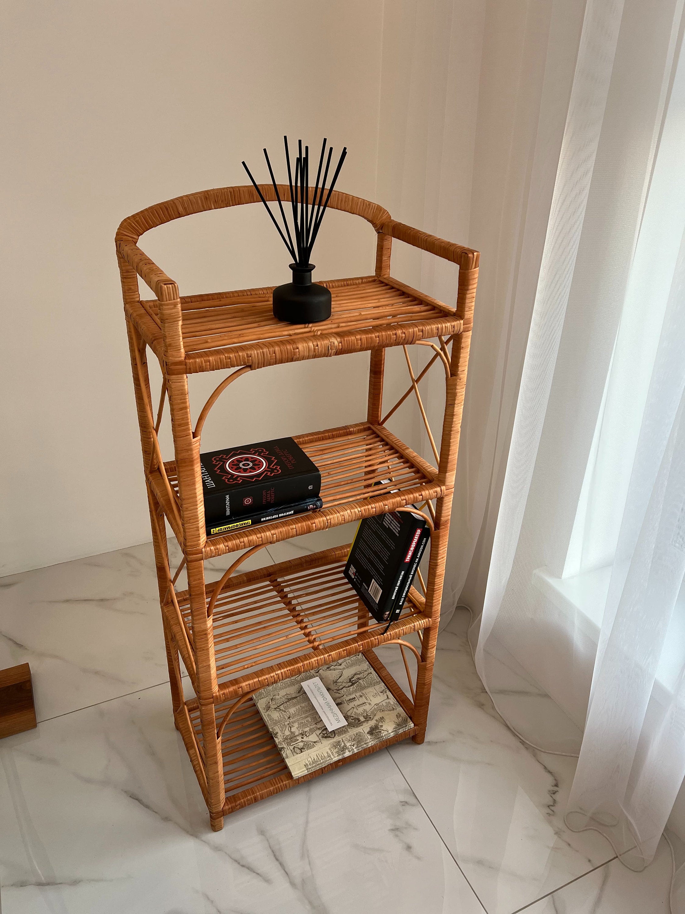 Boho shelf, Bohemian Furniture, Wicker Patio, Rack Bookshelf Storage, Shelf Plant, Shelf Boho Decor, Rattan Shelf, Room Decor Boho