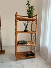 Rack Bookshelf Storage, Shelf Plant, Rattan Shelf, Room Decor, Wicker Bookcase, Rattan Bookshelf, Living room Bookshelves, Boho style Shelf