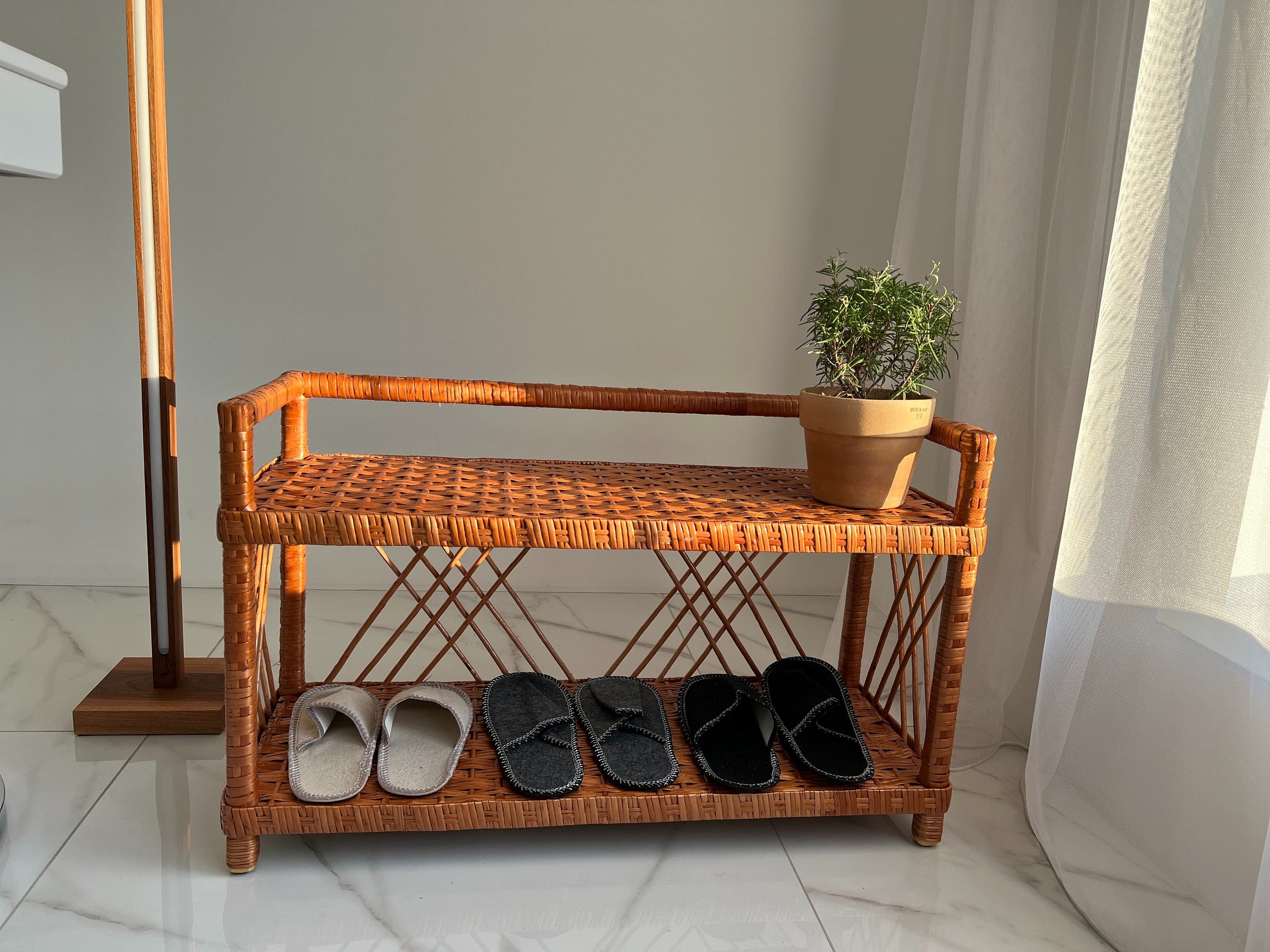 Wicker Shelf, Wicker Shoe Rack, Shoe Rack Bench, Wicker Shelf, Storage shelf, Bookshelf, Plant shelf, Rattan shelf
