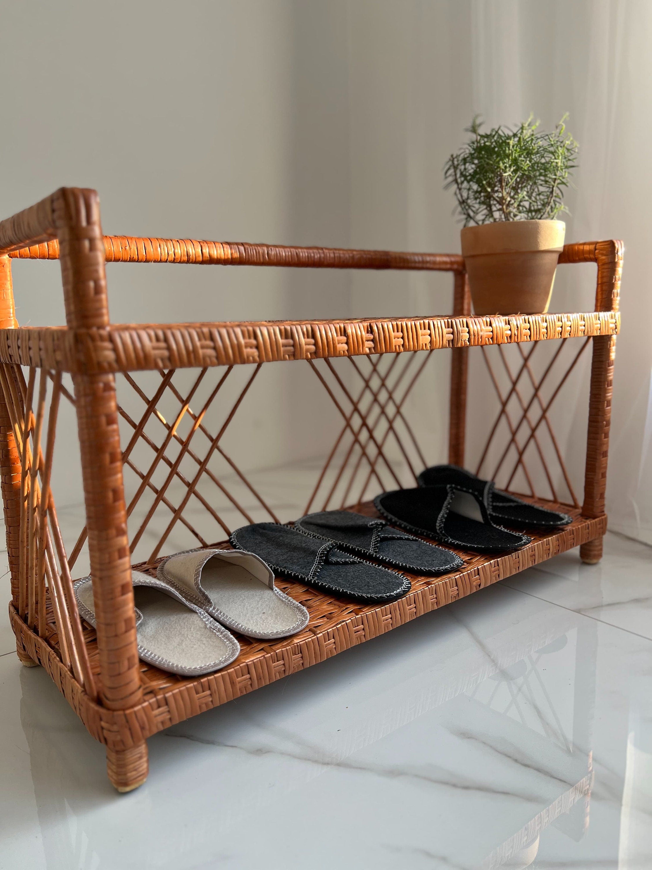Wicker Shelf, Wicker Shoe Rack, Shoe Rack Bench, Wicker Shelf, Storage shelf, Bookshelf, Plant shelf, Rattan shelf