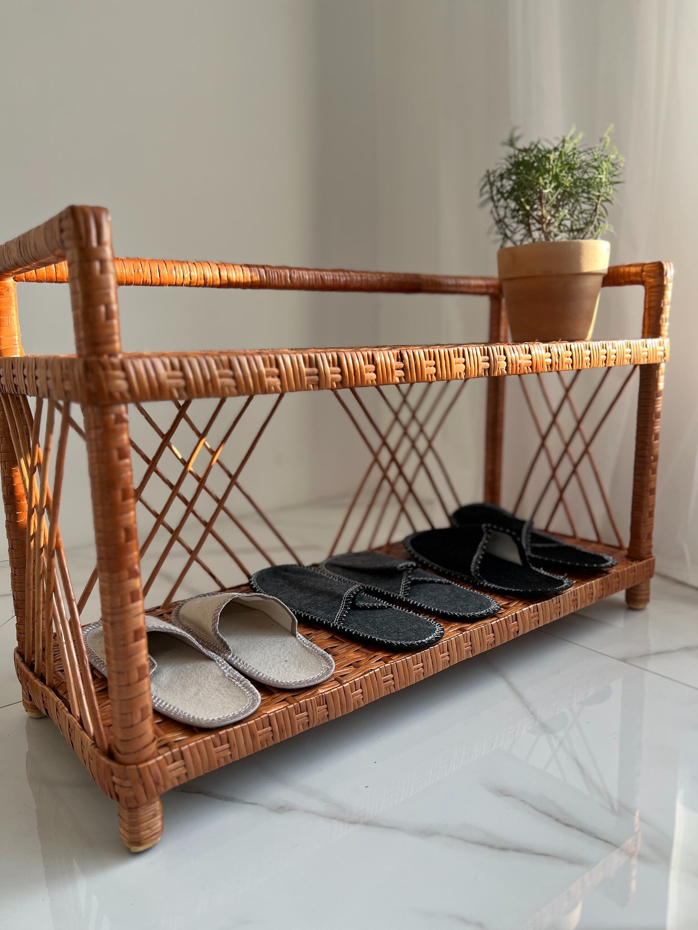 Wicker Shelf, Wicker Shoe Rack, Shoe Rack Bench, Wicker Shelf, Storage shelf, Bookshelf, Plant shelf, Rattan shelf
