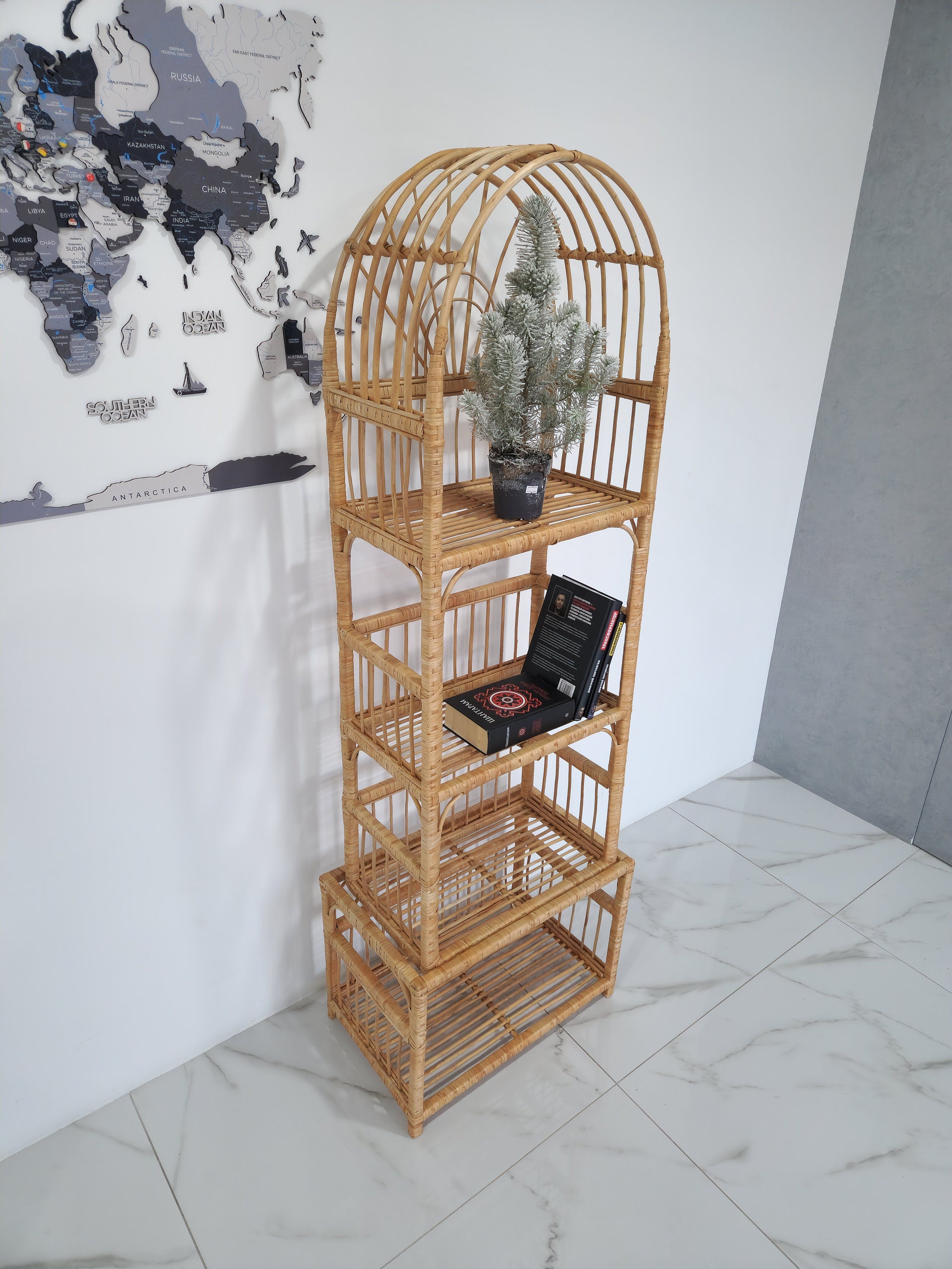Wicker Shelf, Boho Shelf, Rack Bookshelf Storage, Shelf Plant, Shelf Boho Decor, Bookshelf, Rattan Shelf, Room Decor Boho