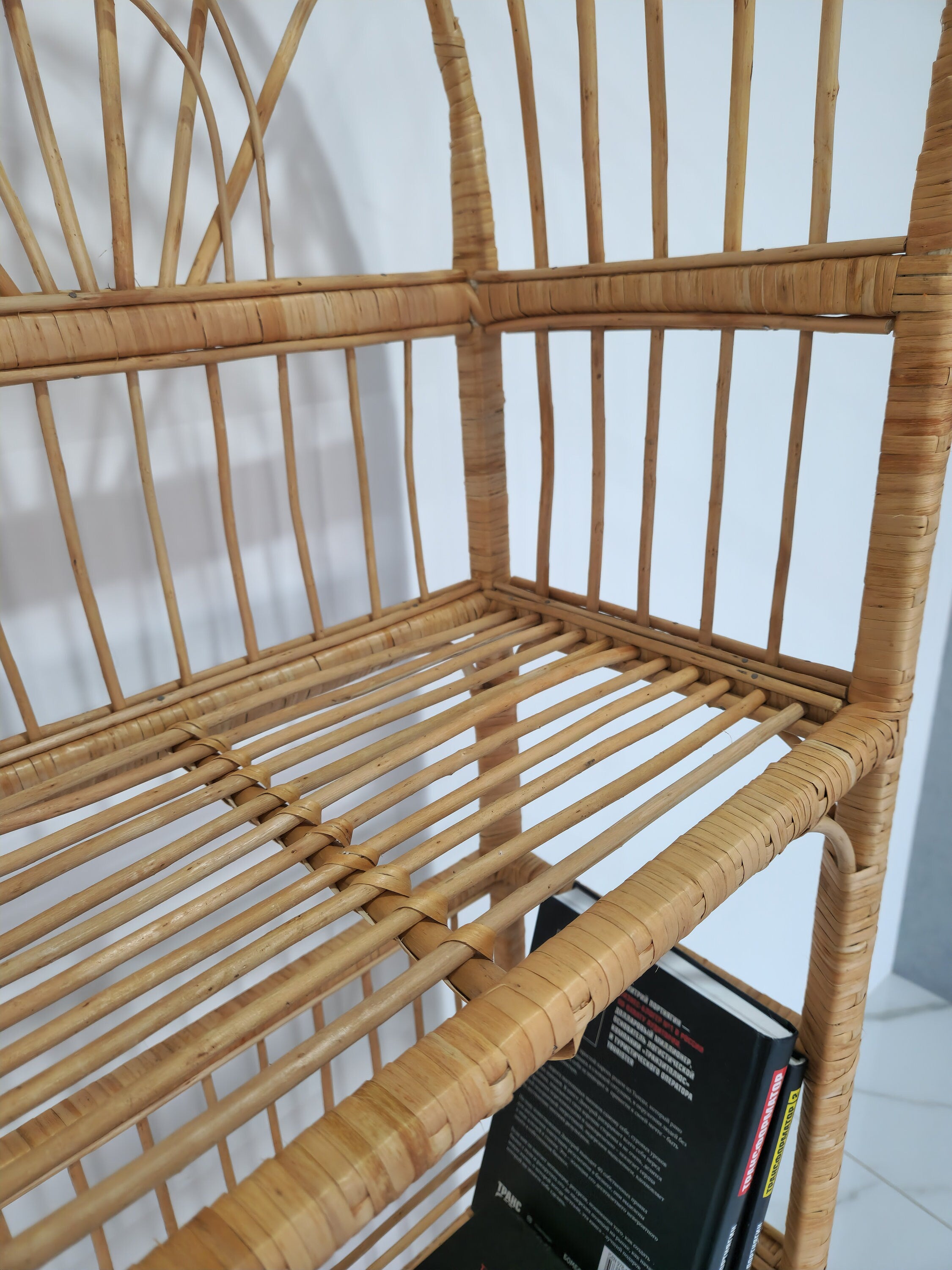 Wicker Shelf, Boho Shelf, Rack Bookshelf Storage, Shelf Plant, Shelf Boho Decor, Bookshelf, Rattan Shelf, Room Decor Boho