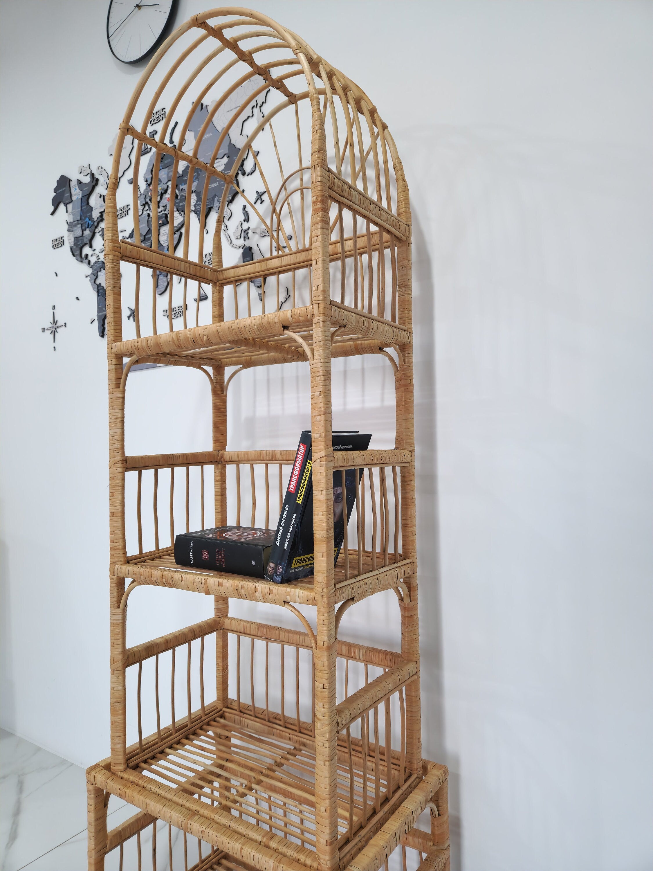 Wicker Shelf, Boho Shelf, Rack Bookshelf Storage, Shelf Plant, Shelf Boho Decor, Bookshelf, Rattan Shelf, Room Decor Boho