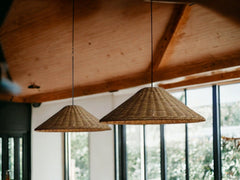 Shade Woven Rattan Light, Rattan Cone Lamp, Vintage Kitchen Lamp, Brown Beige Rattan Pendant Lights