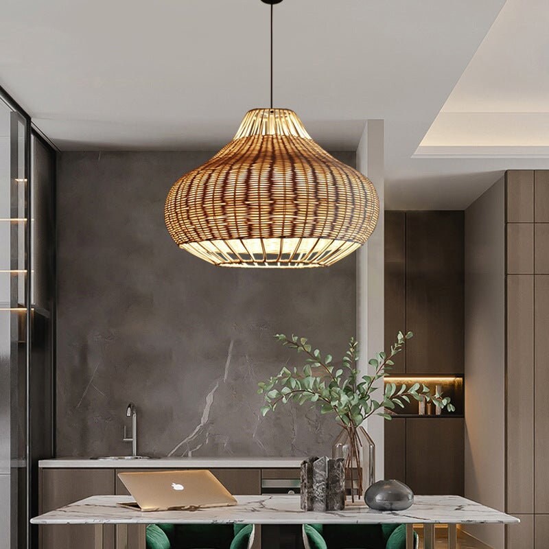 New Woven Rattan Light Fixtures, Wicker Rattan Lampshade Bamboo Lamp Pendant