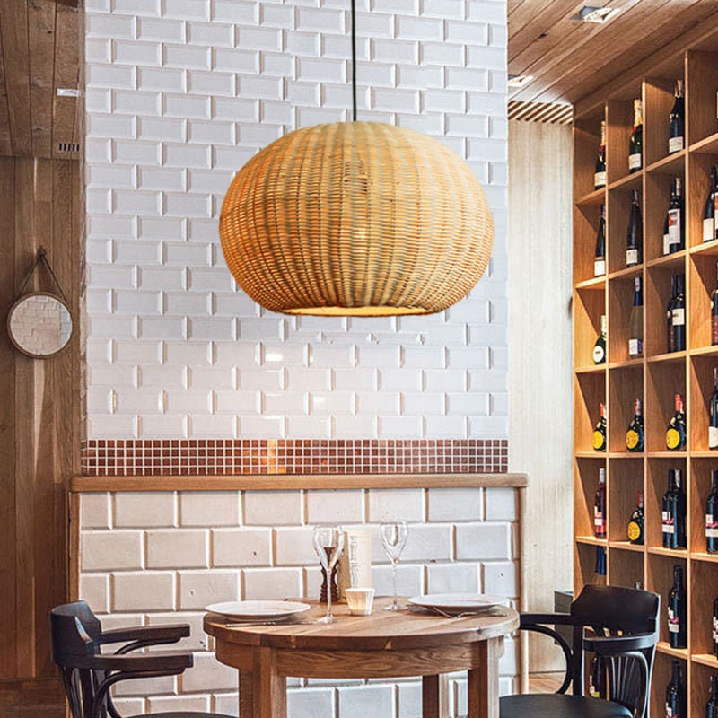 Nordic Rattan Handmade Pendant Lampshades for Kitchen Island